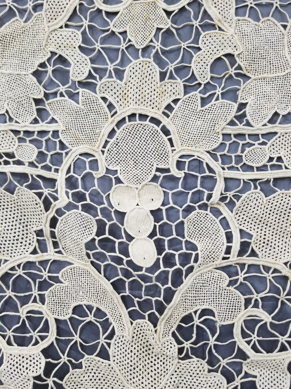 Vintage Italian Point De Venise Needle Lace Tablecloth 256x225cm