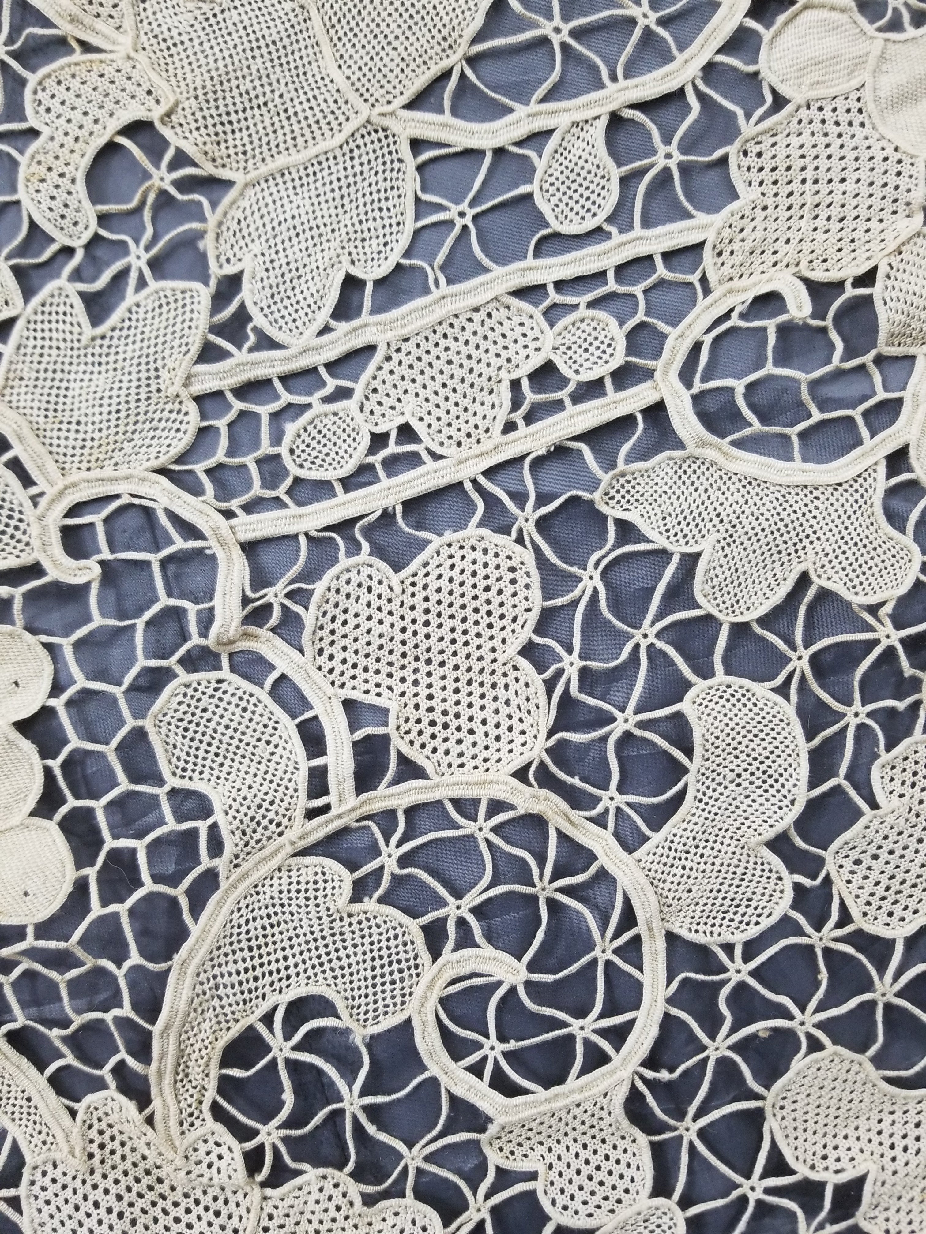 Vintage Italian Point De Venise Needle Lace Tablecloth 256x225cm