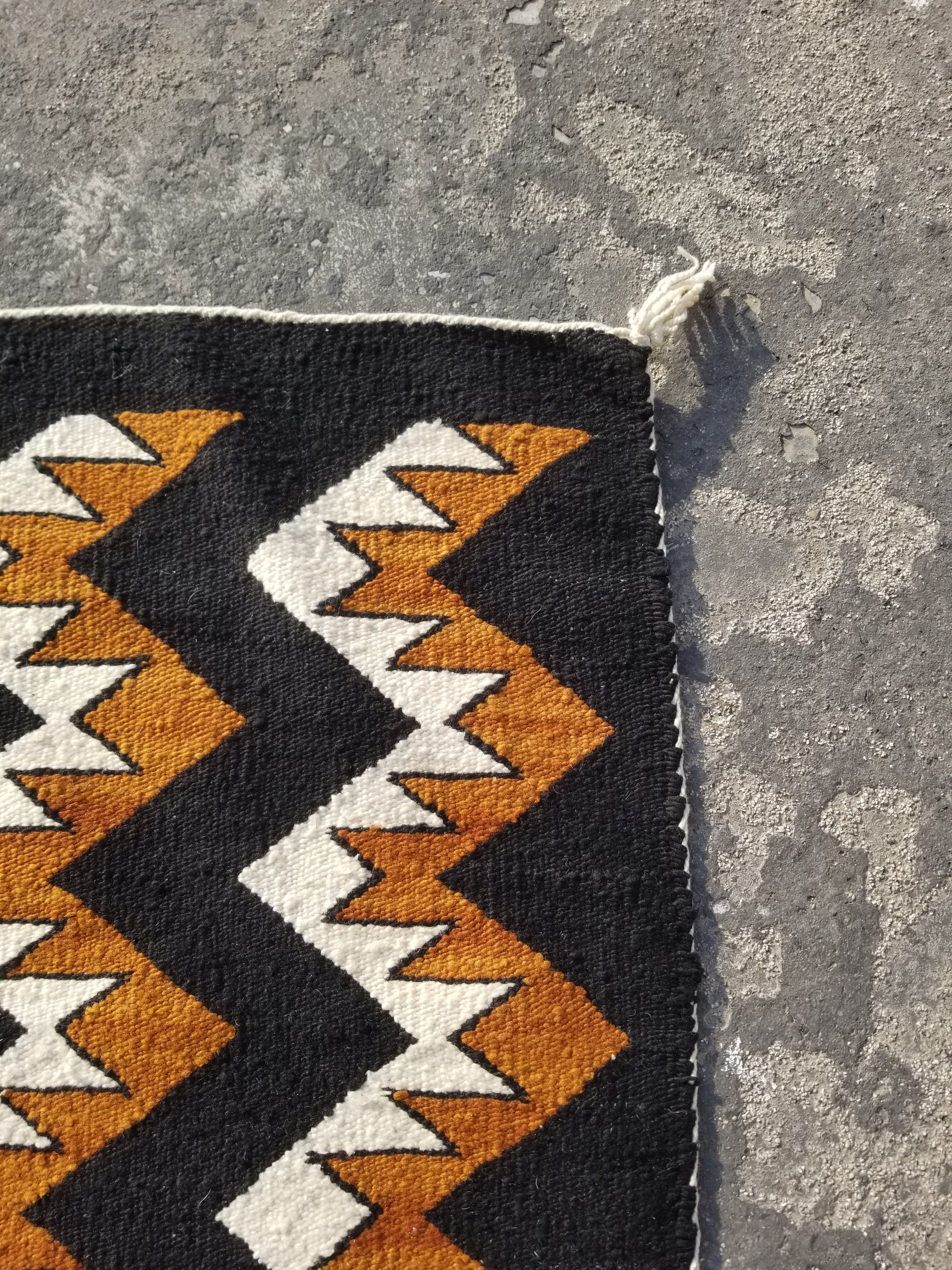 Vintage Handmade Native American Navajo Style Geometric Wool Kilim 132x115cm