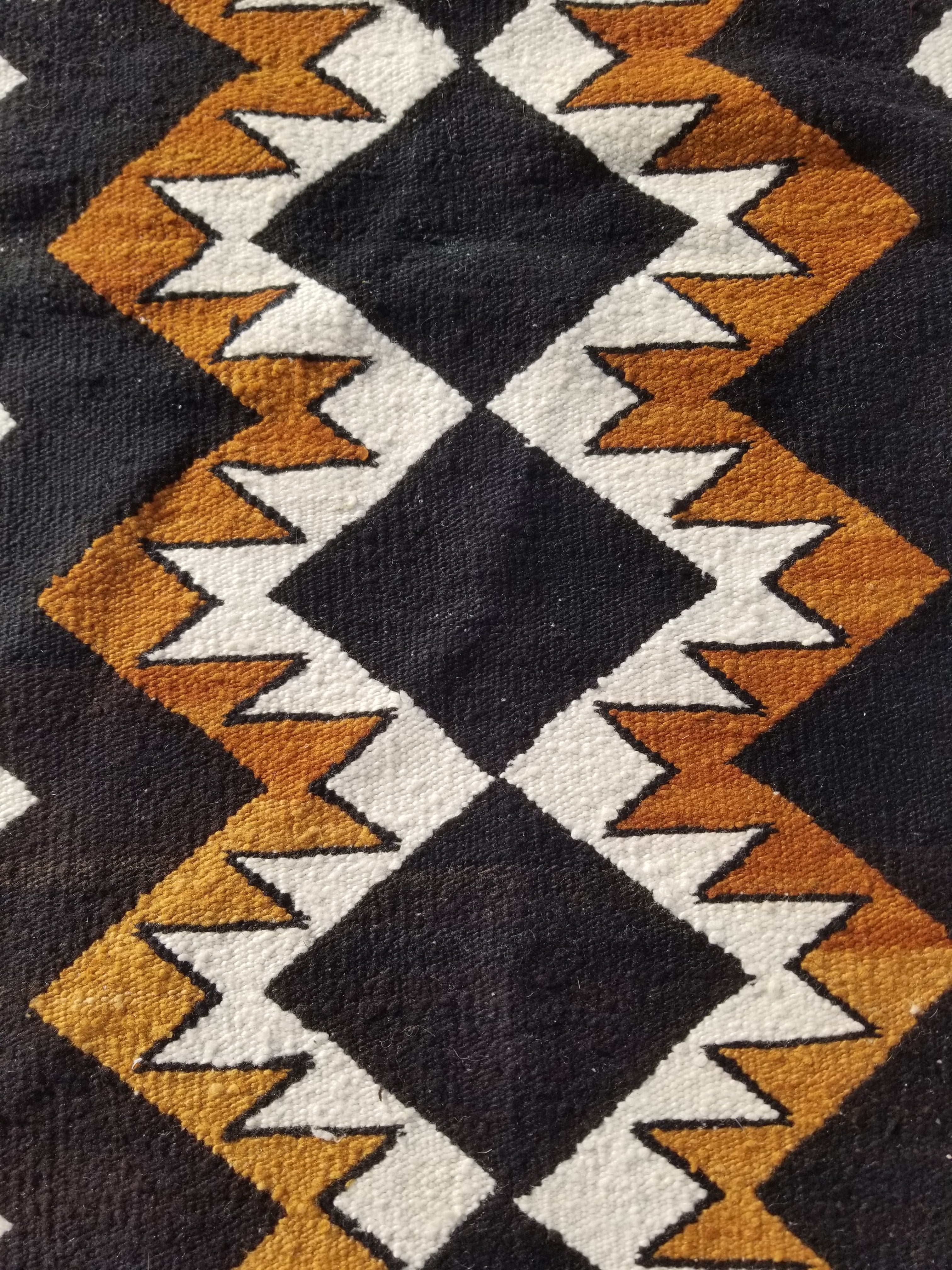 Vintage Handmade Native American Navajo Style Geometric Wool Kilim 132x115cm