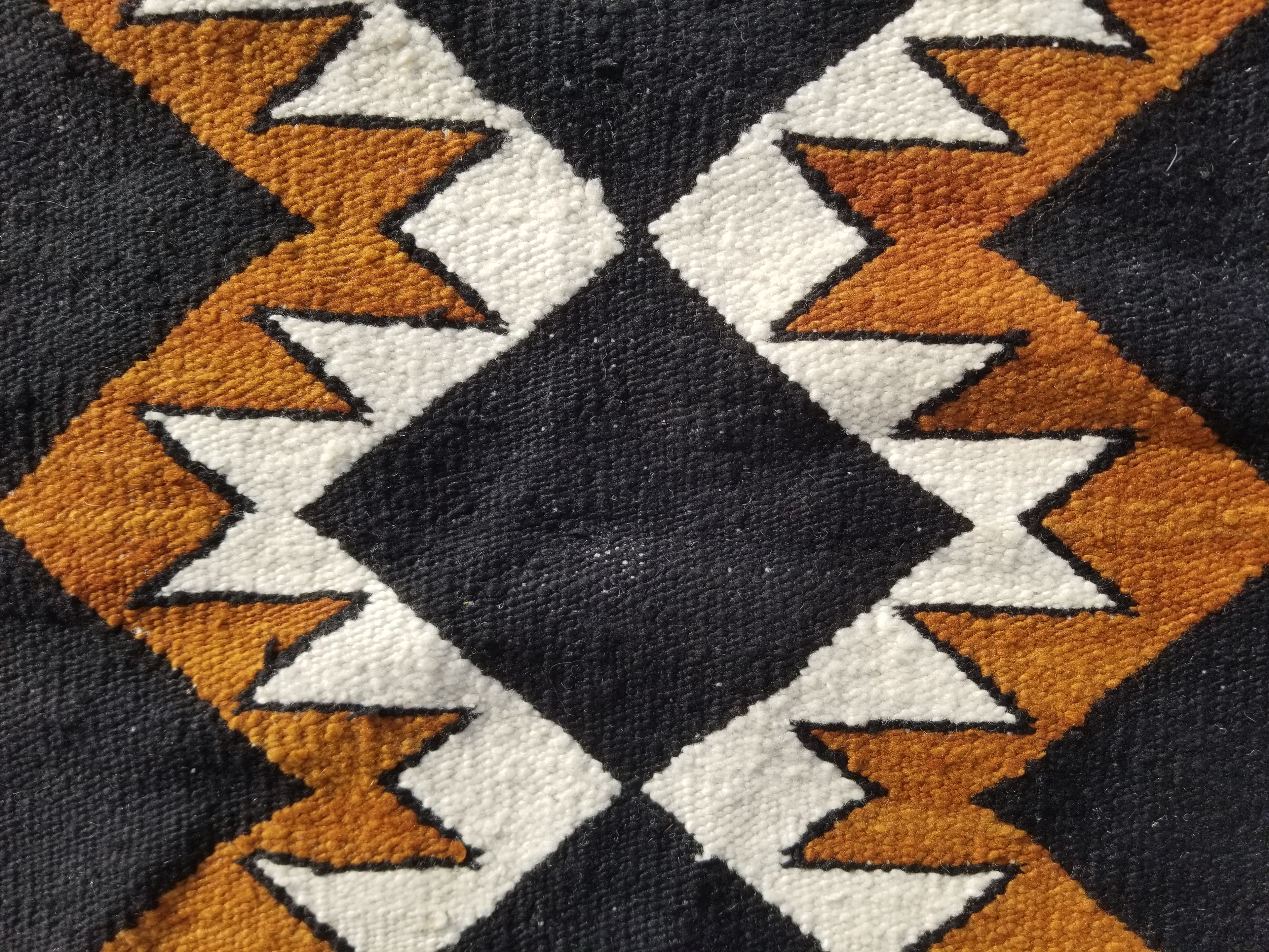Vintage Handmade Native American Navajo Style Geometric Wool Kilim 132x115cm
