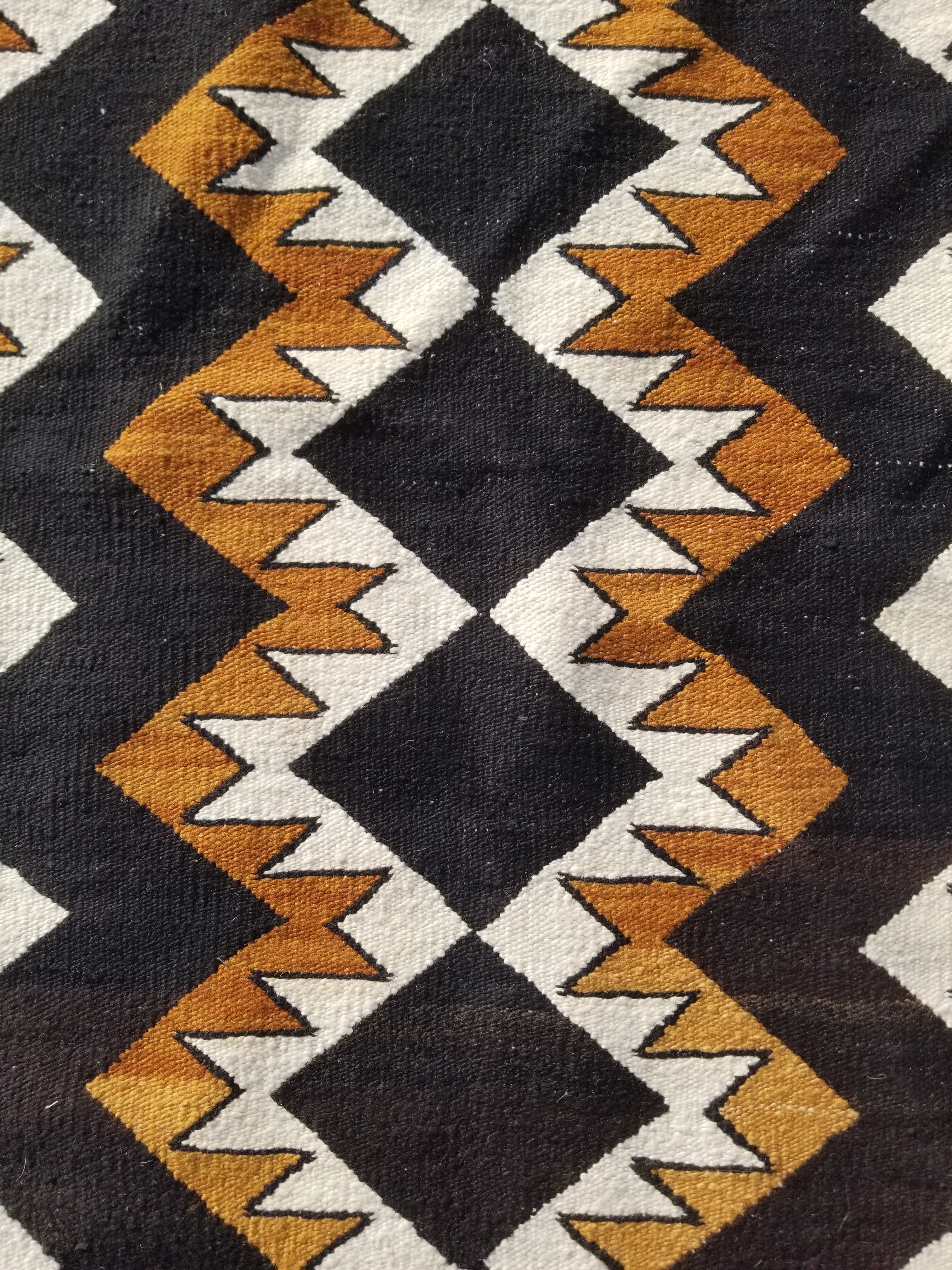Vintage Handmade Native American Navajo Style Geometric Wool Kilim 132x115cm