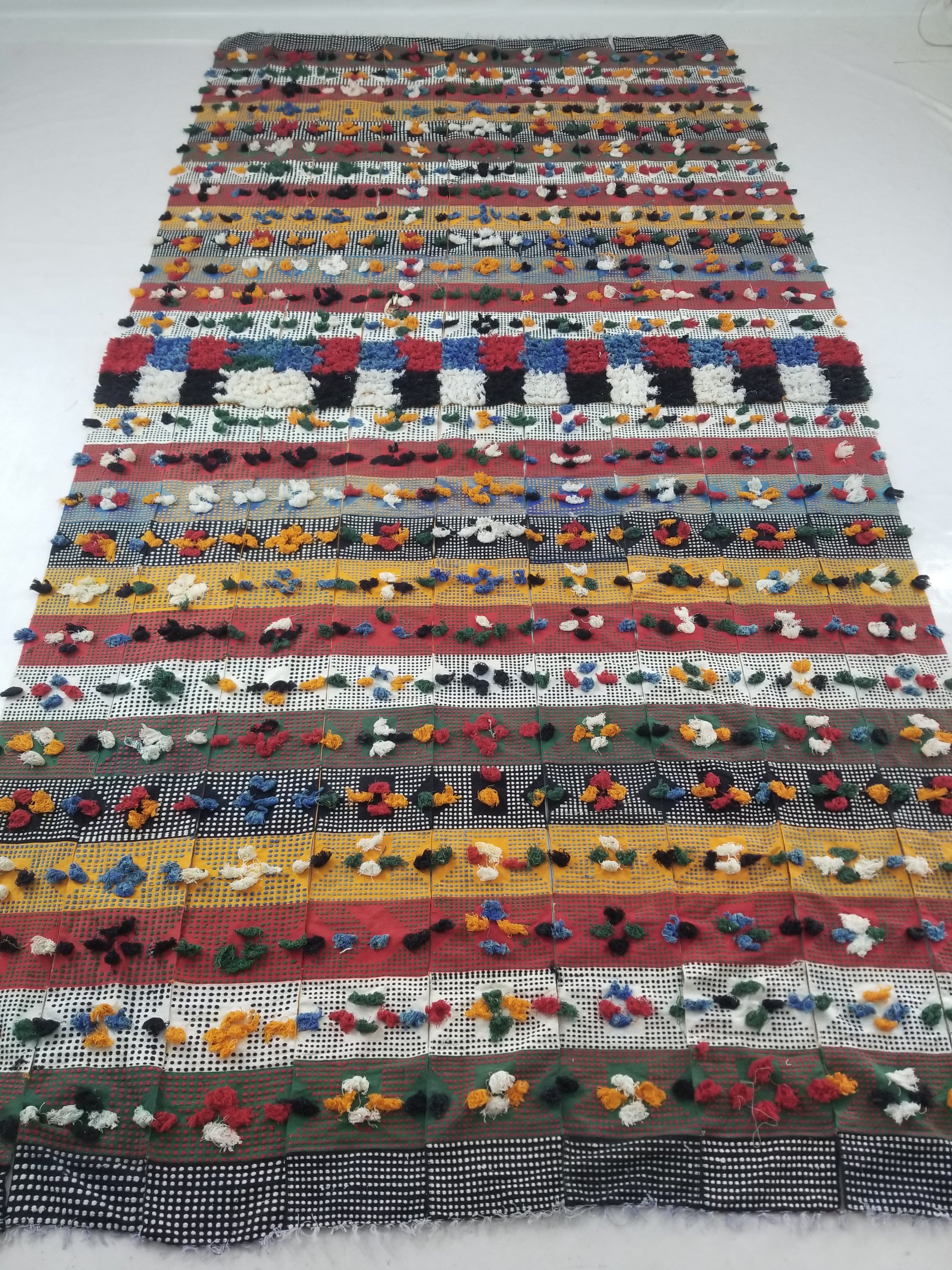 Vintage Traditional Handwoven African Wool Multicolor Blanket Textile 353x173cm