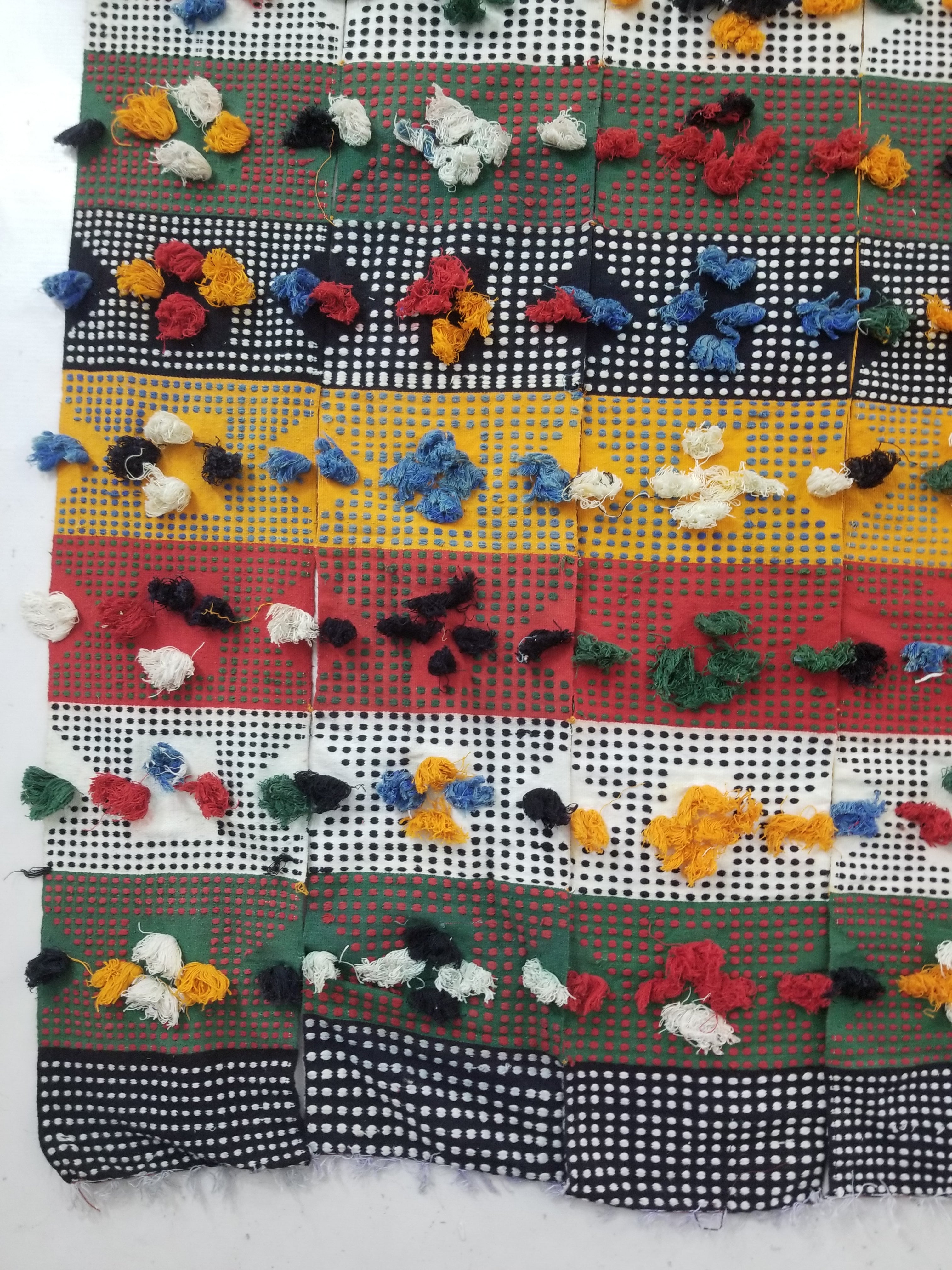Vintage Traditional Handwoven African Wool Multicolor Blanket Textile 353x173cm