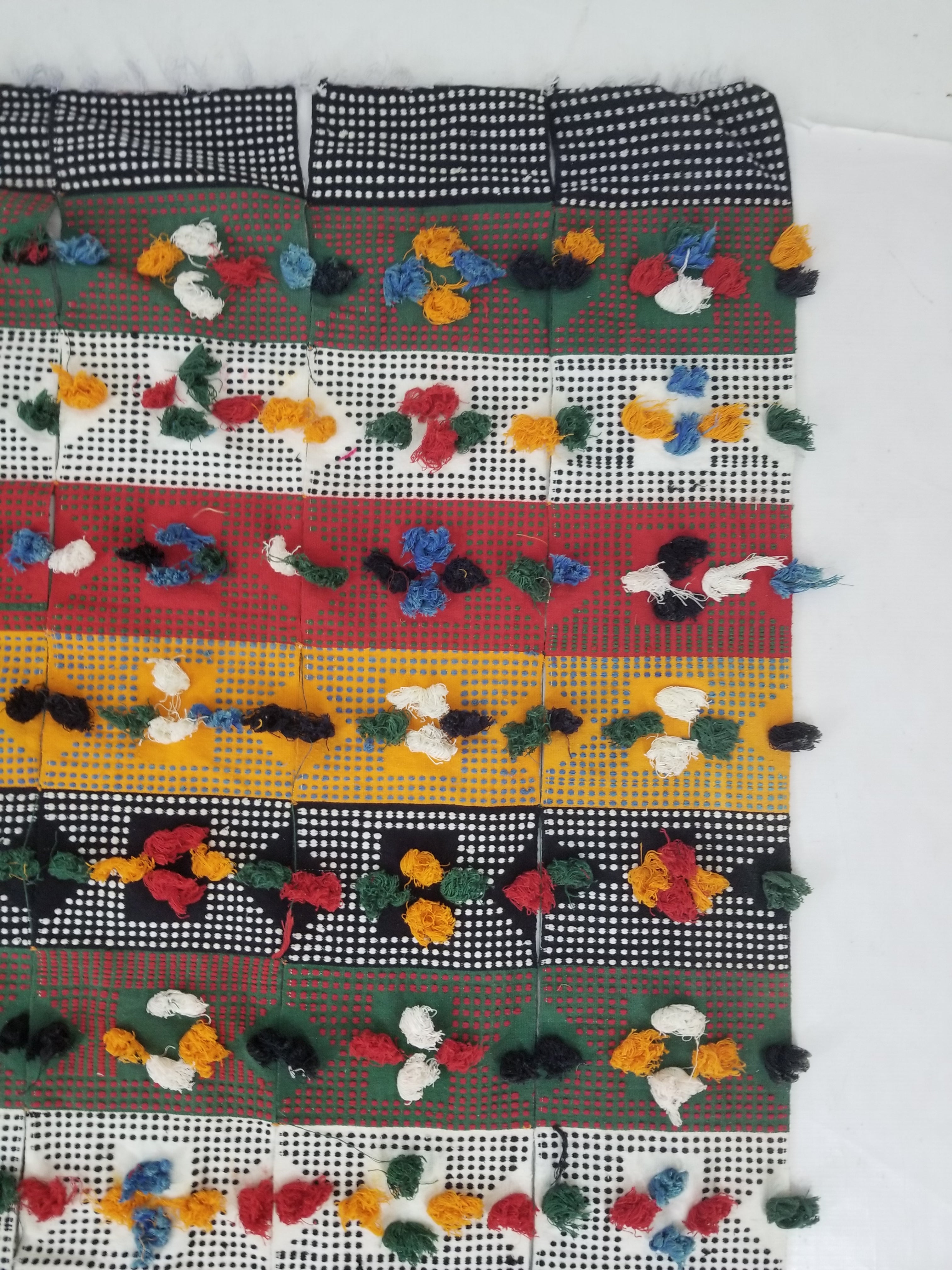 Vintage Traditional Handwoven African Wool Multicolor Blanket Textile 353x173cm