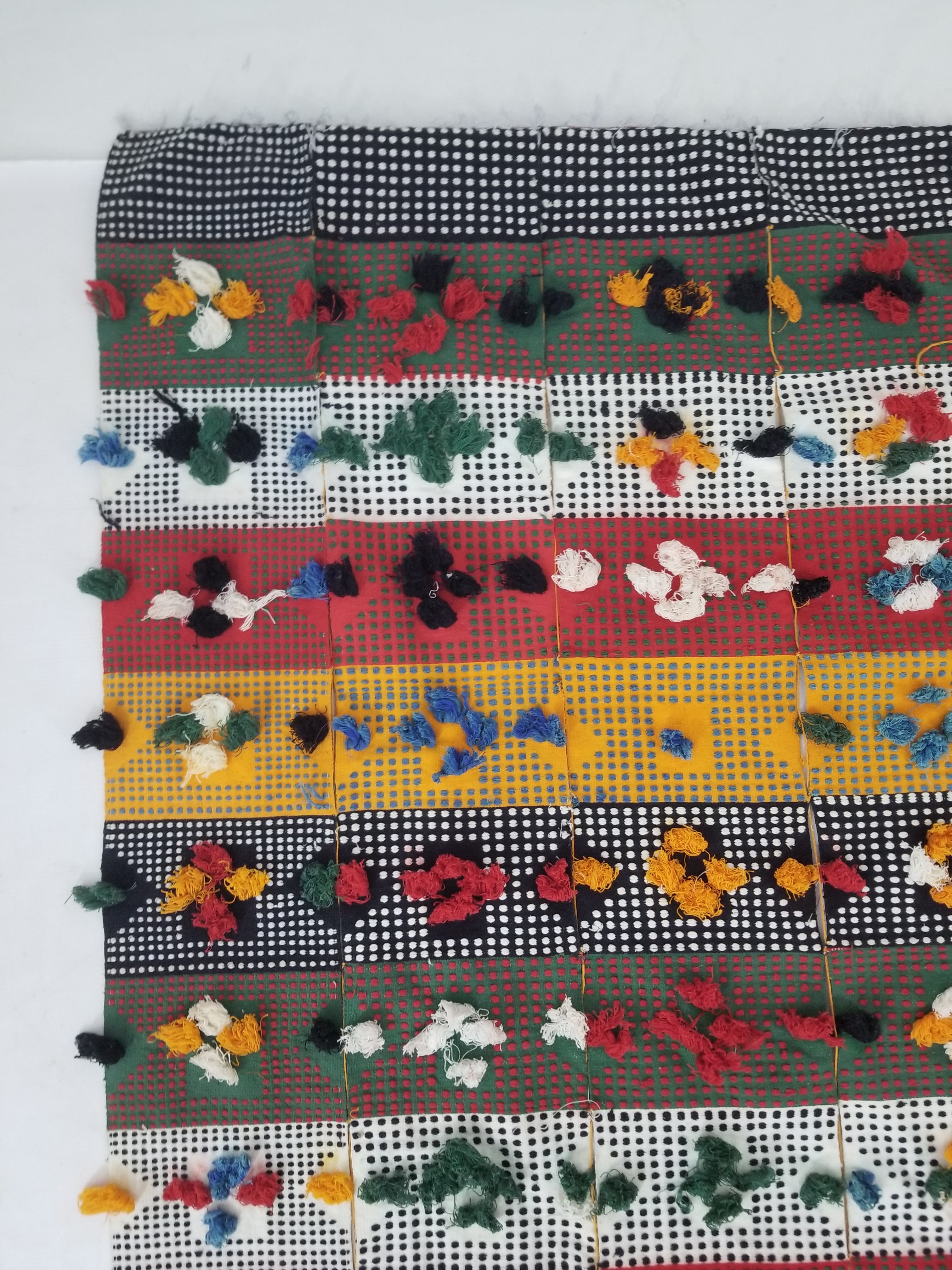 Vintage Traditional Handwoven African Wool Multicolor Blanket Textile 353x173cm