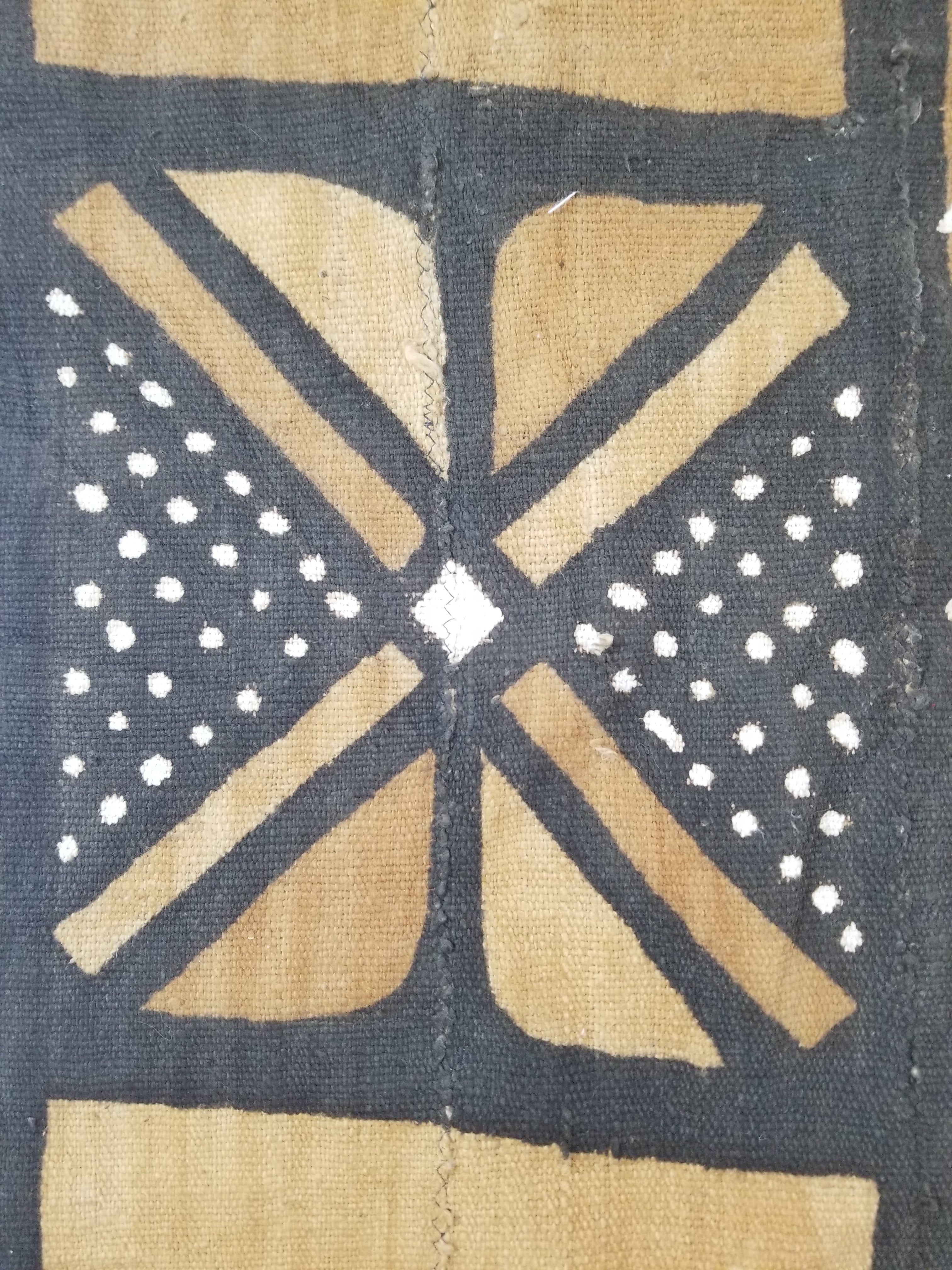 Vintage Traditional African Bogolan Mali Mudcloth Textile 179x104cm
