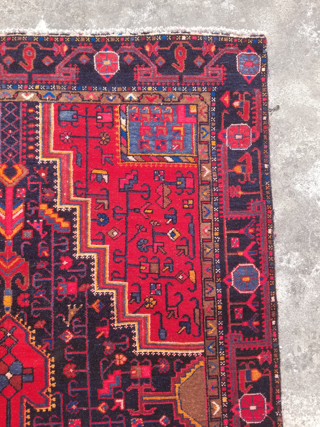 Antique Traditional Handmade Heriz Style Wool Multicolor Runner Rug 326x143cm