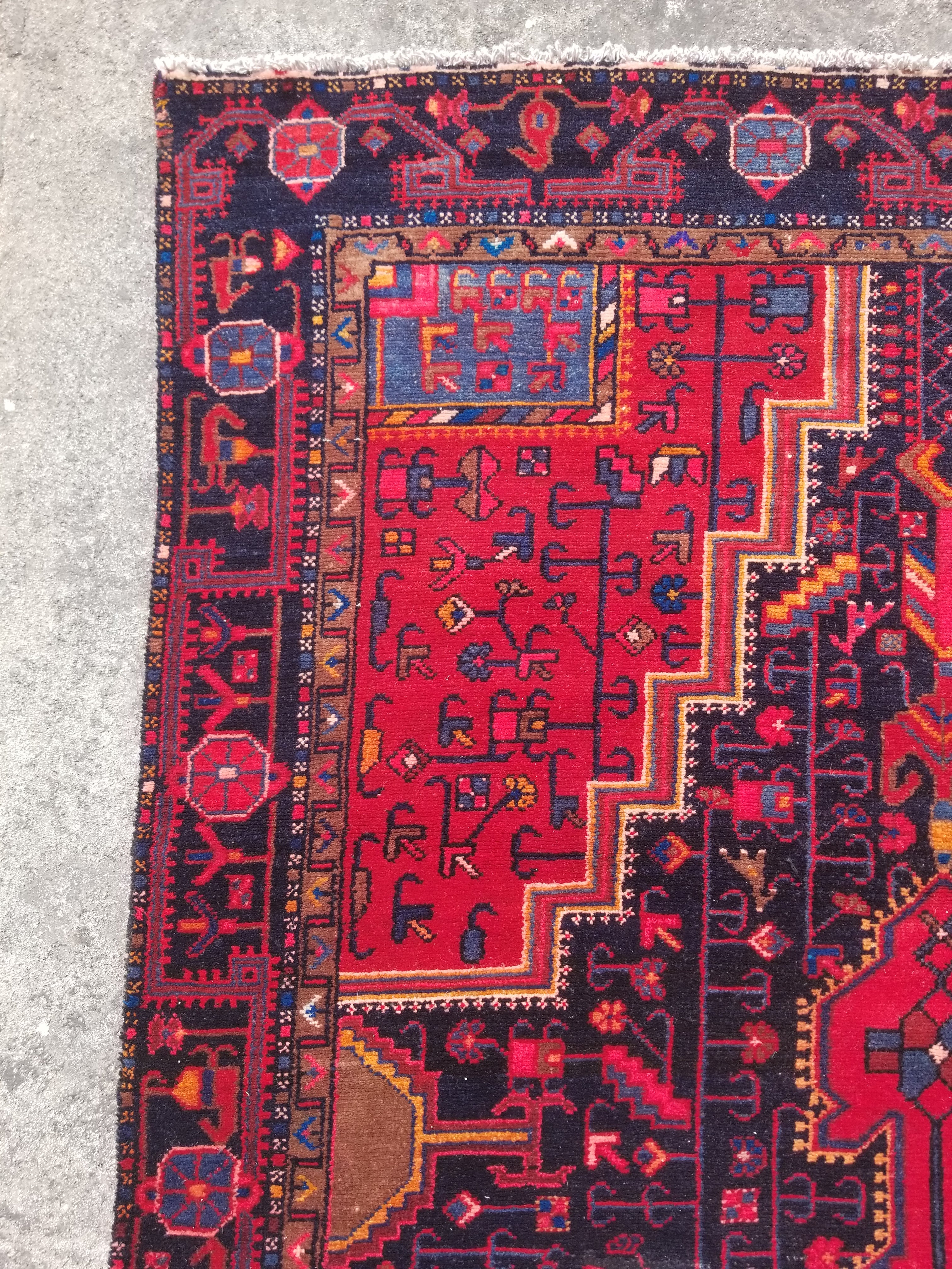 Antique Traditional Handmade Heriz Style Wool Multicolor Runner Rug 326x143cm