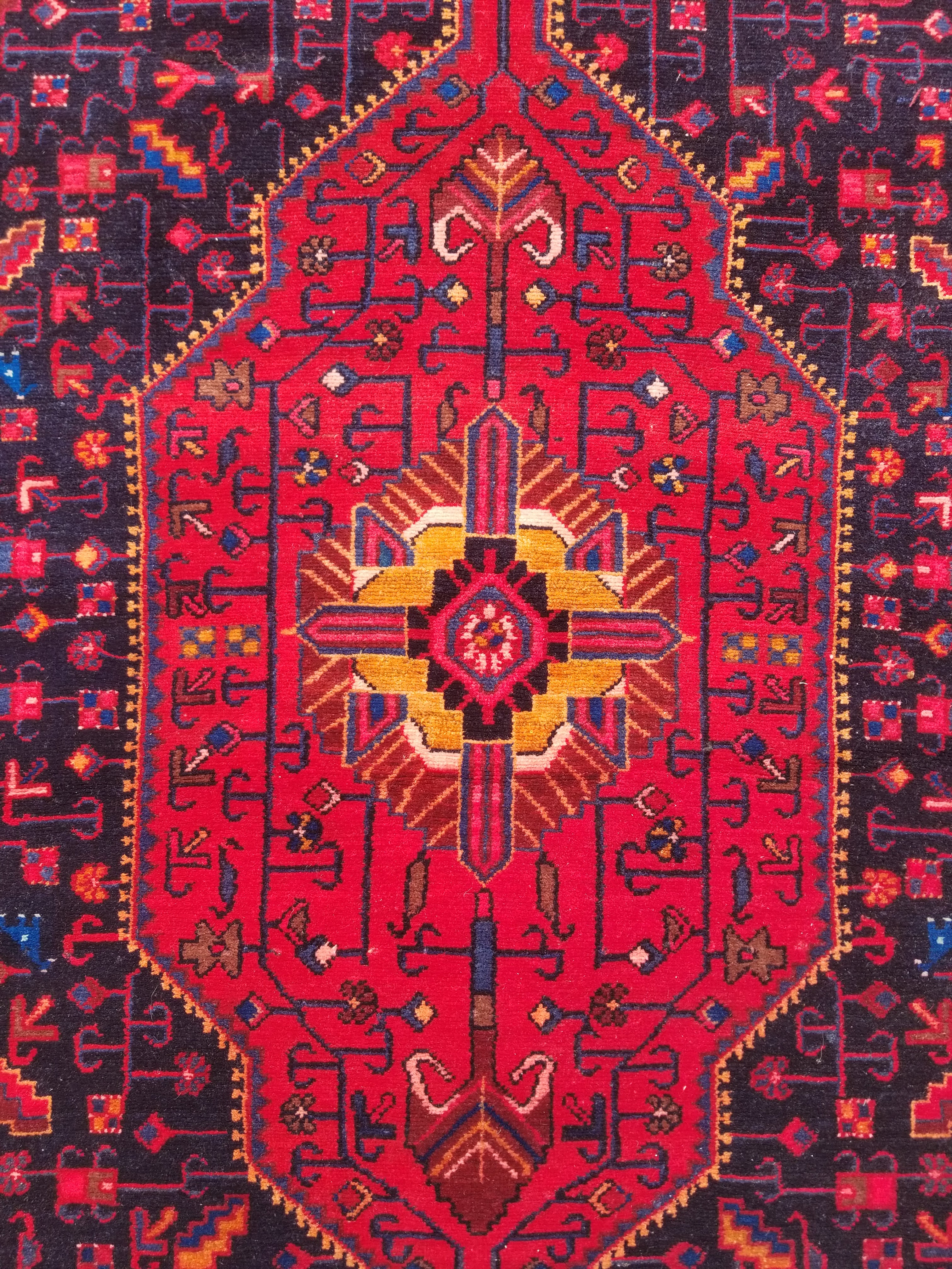 Antique Traditional Handmade Heriz Style Wool Multicolor Runner Rug 326x143cm