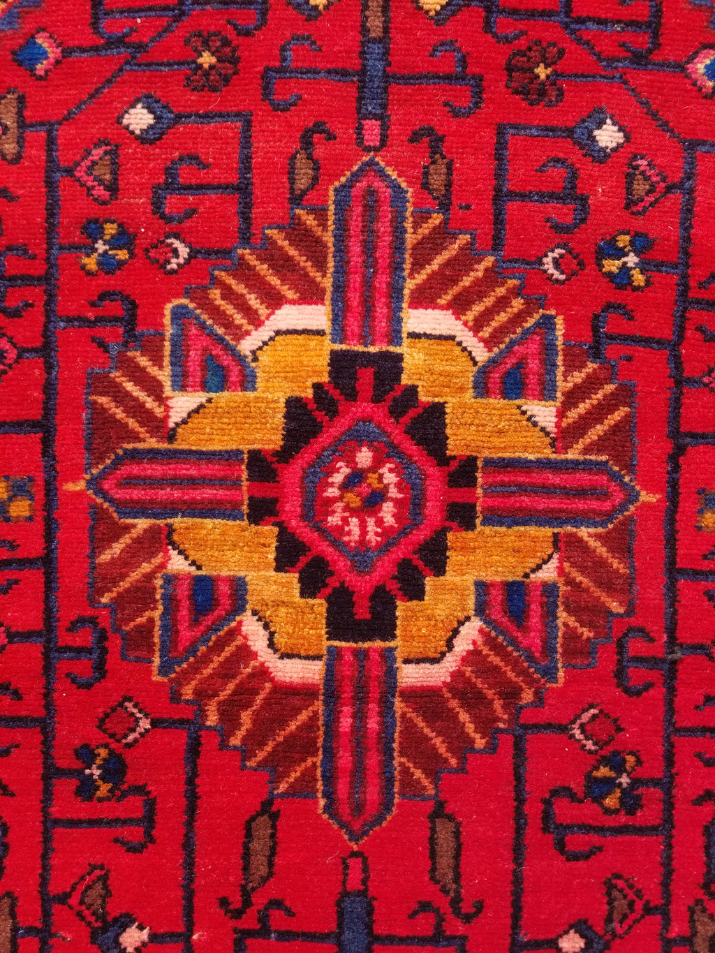 Antique Traditional Handmade Heriz Style Wool Multicolor Runner Rug 326x143cm