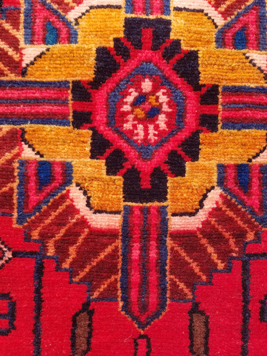 Antique Traditional Handmade Heriz Style Wool Multicolor Runner Rug 326x143cm