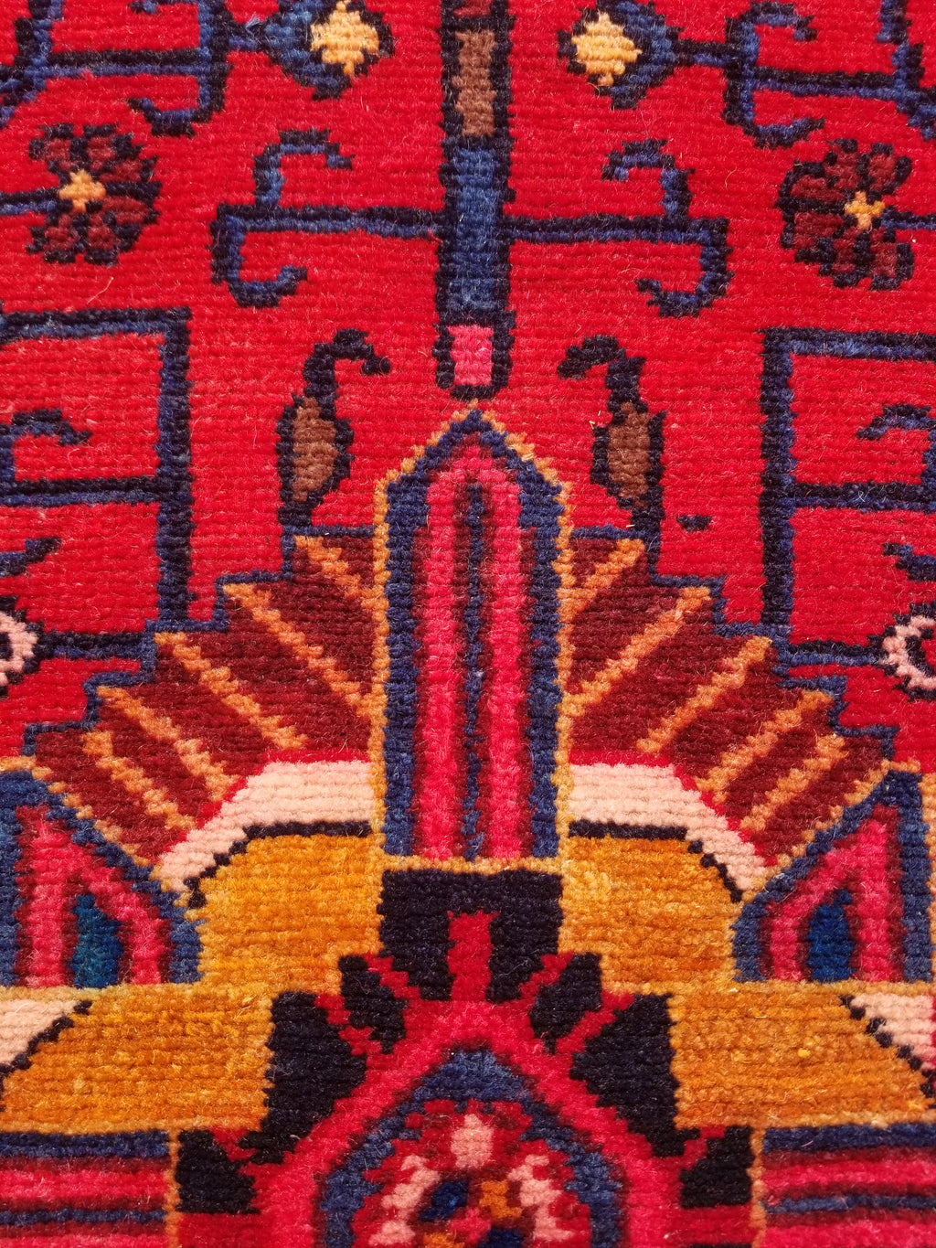 Antique Traditional Handmade Heriz Style Wool Multicolor Runner Rug 326x143cm