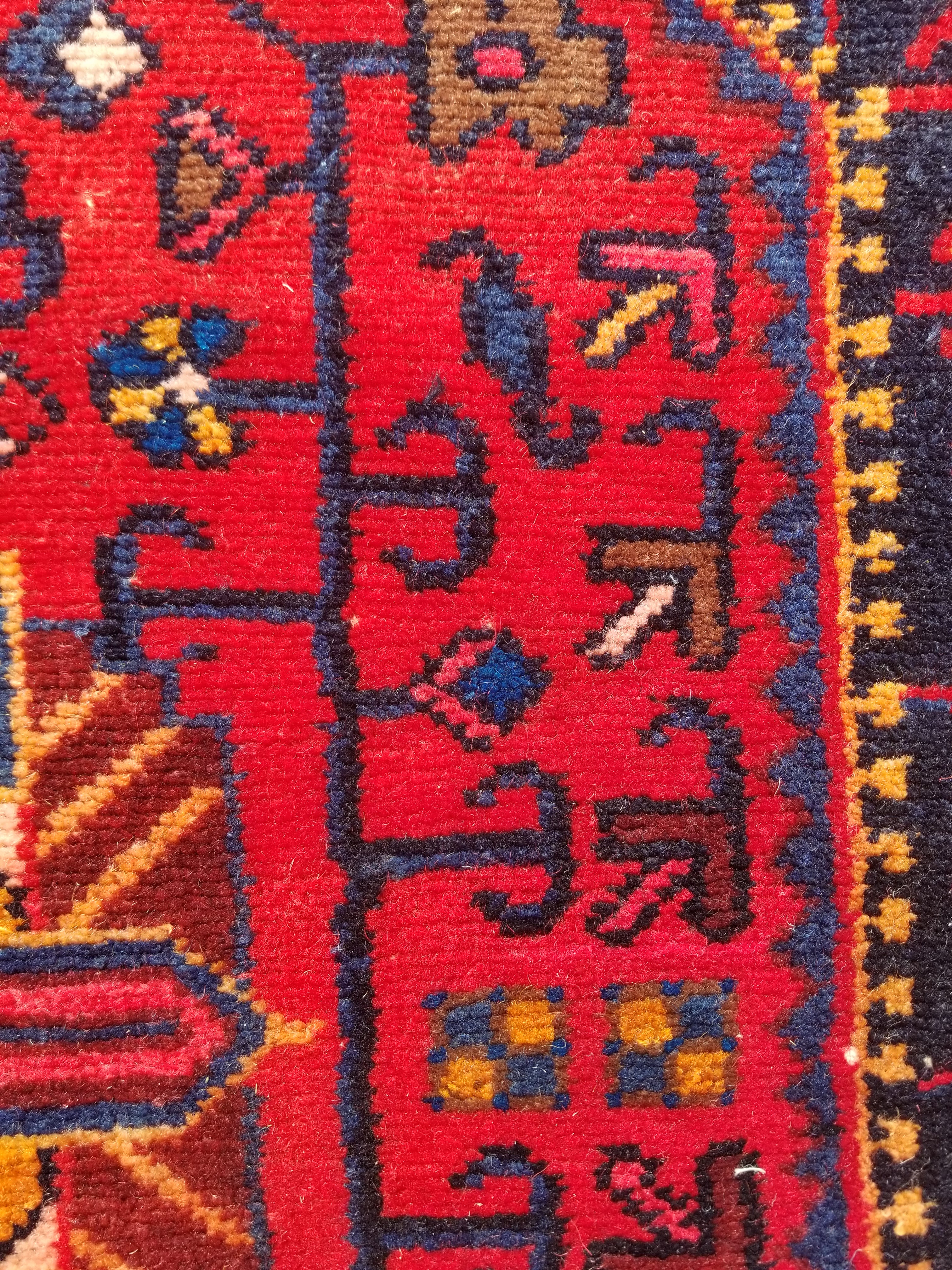 Antique Traditional Handmade Heriz Style Wool Multicolor Runner Rug 326x143cm