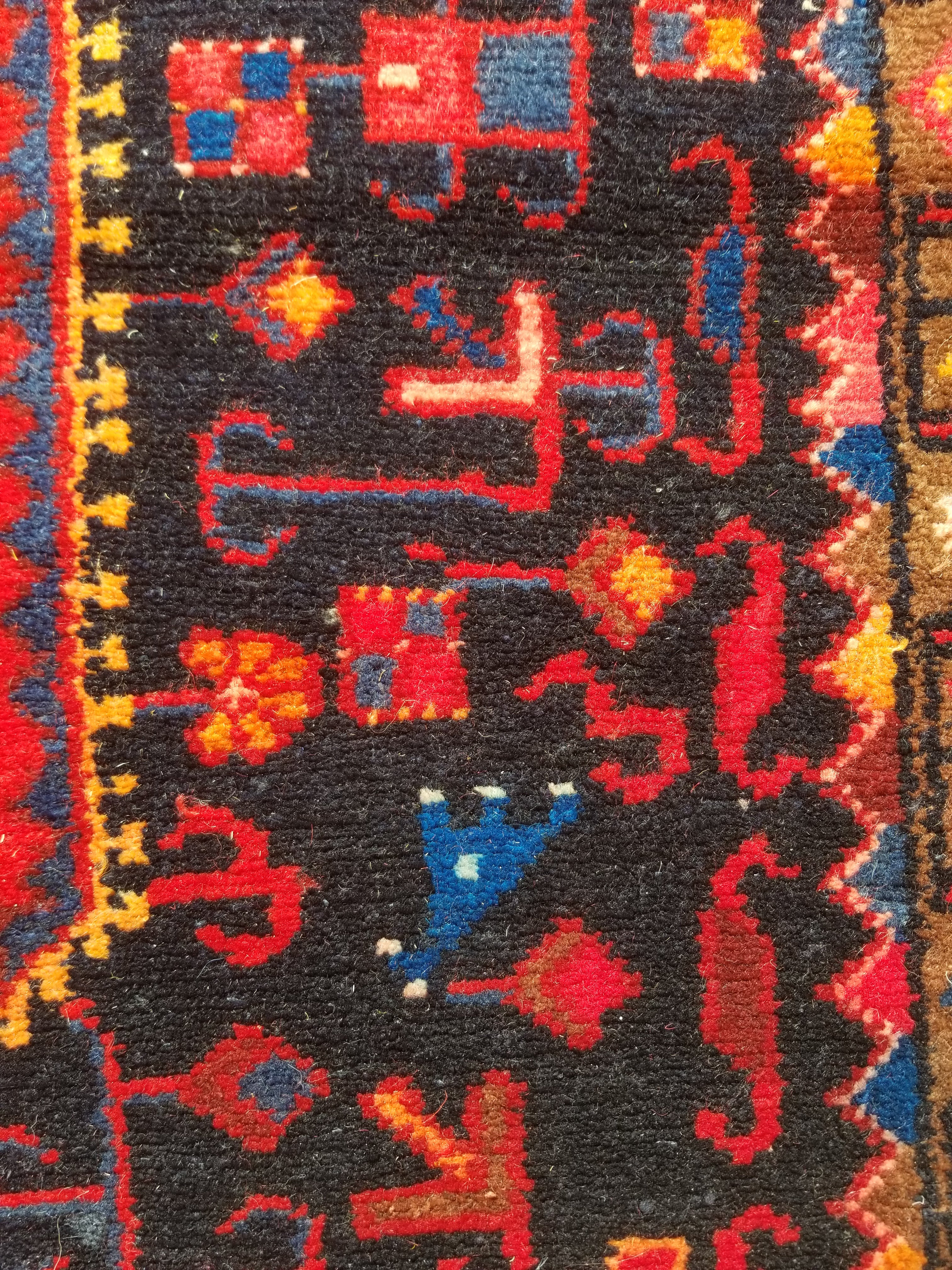 Antique Traditional Handmade Heriz Style Wool Multicolor Runner Rug 326x143cm