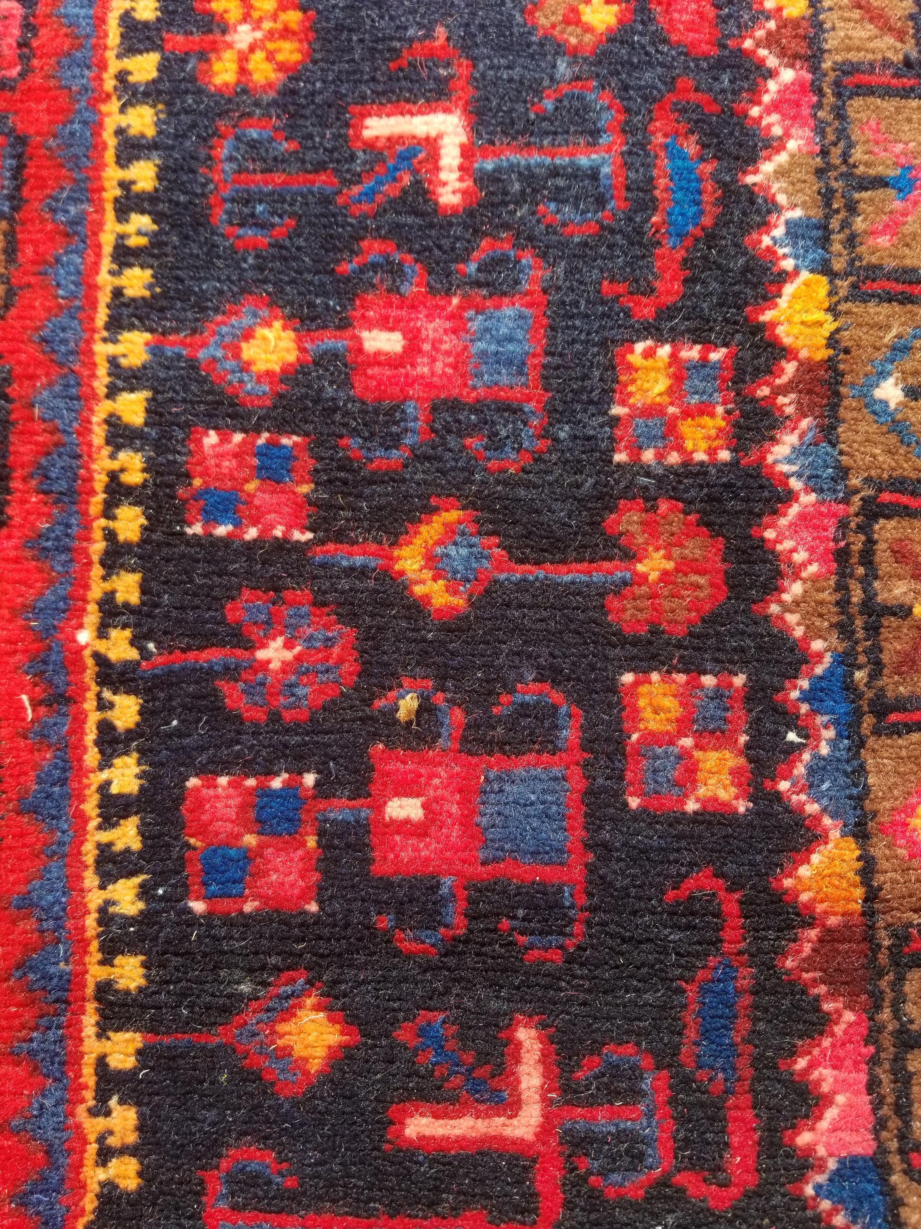 Antique Traditional Handmade Heriz Style Wool Multicolor Runner Rug 326x143cm