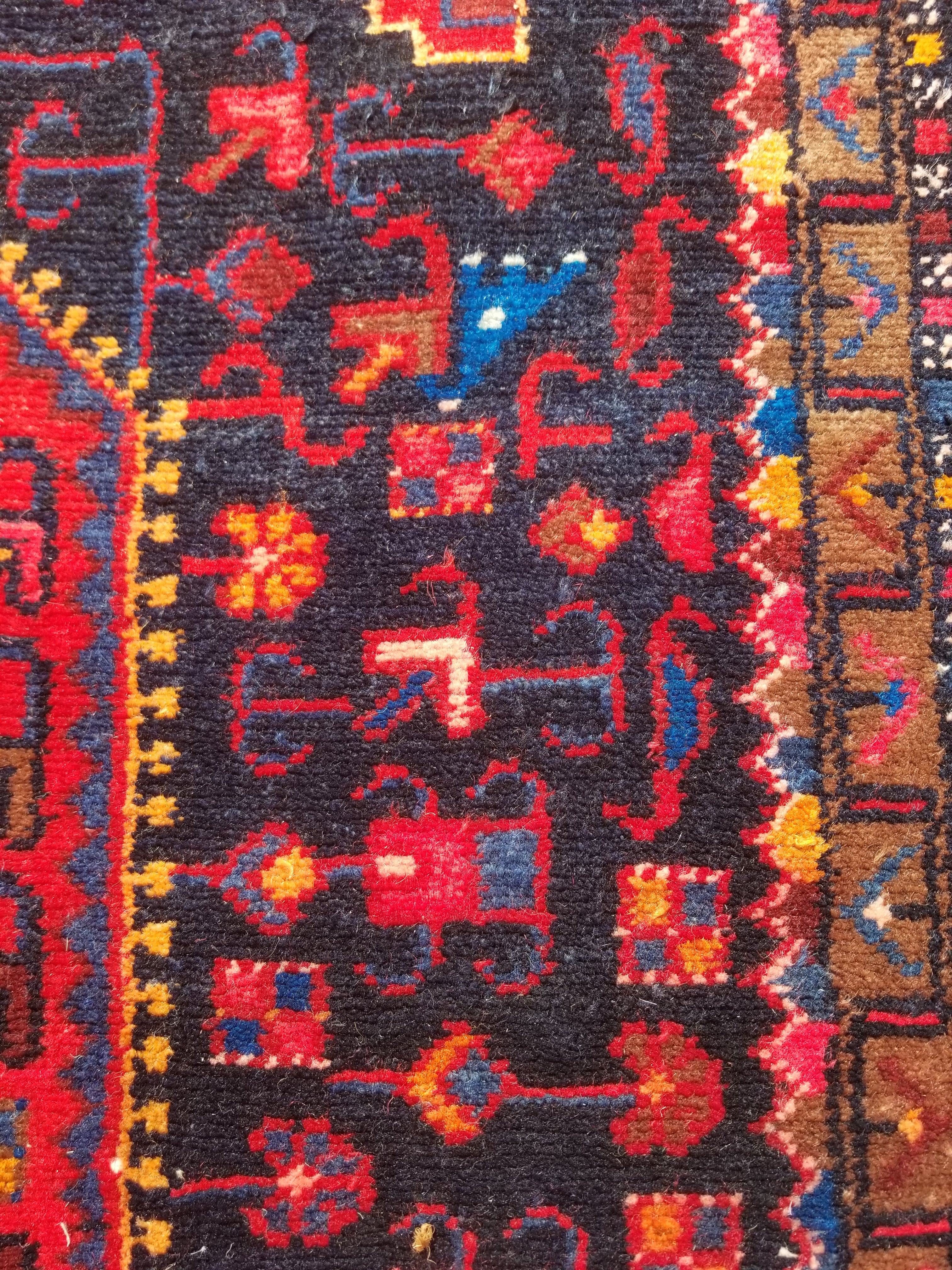 Antique Traditional Handmade Heriz Style Wool Multicolor Runner Rug 326x143cm