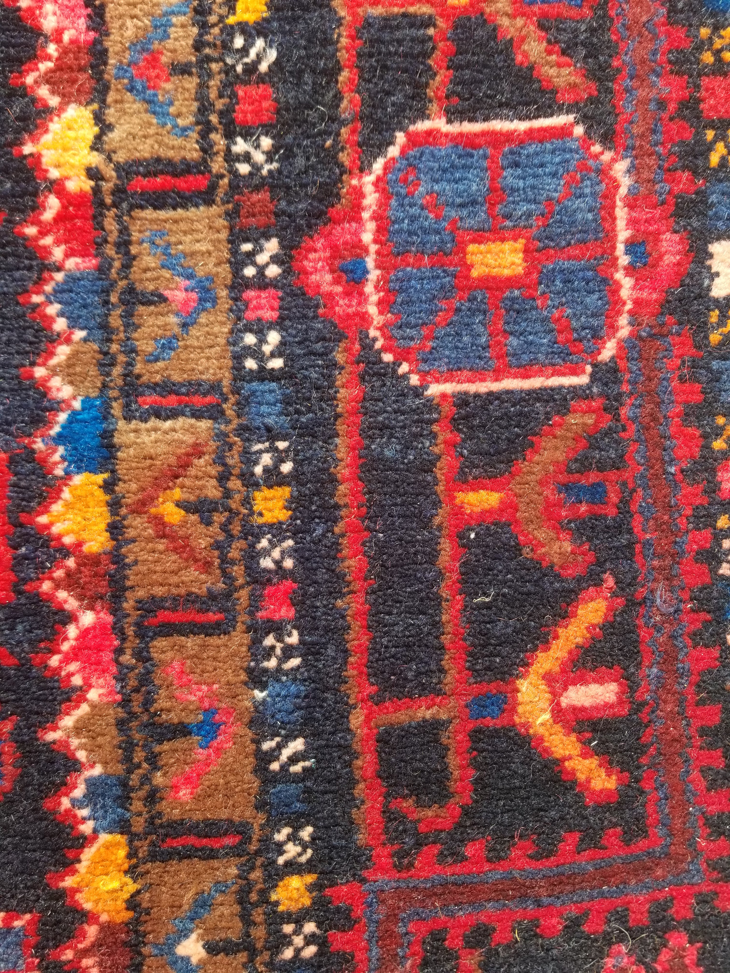 Antique Traditional Handmade Heriz Style Wool Multicolor Runner Rug 326x143cm