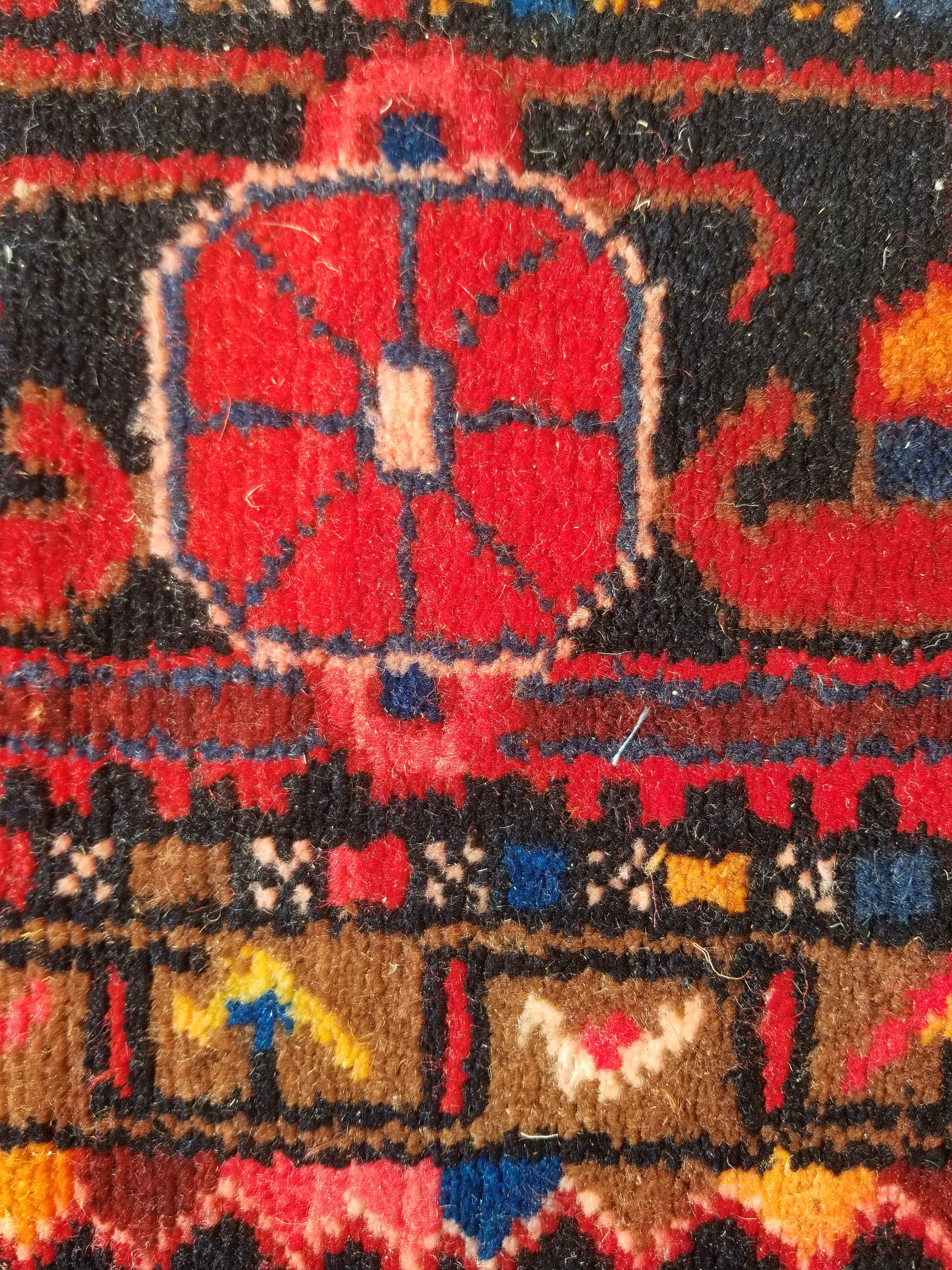 Antique Traditional Handmade Heriz Style Wool Multicolor Runner Rug 326x143cm