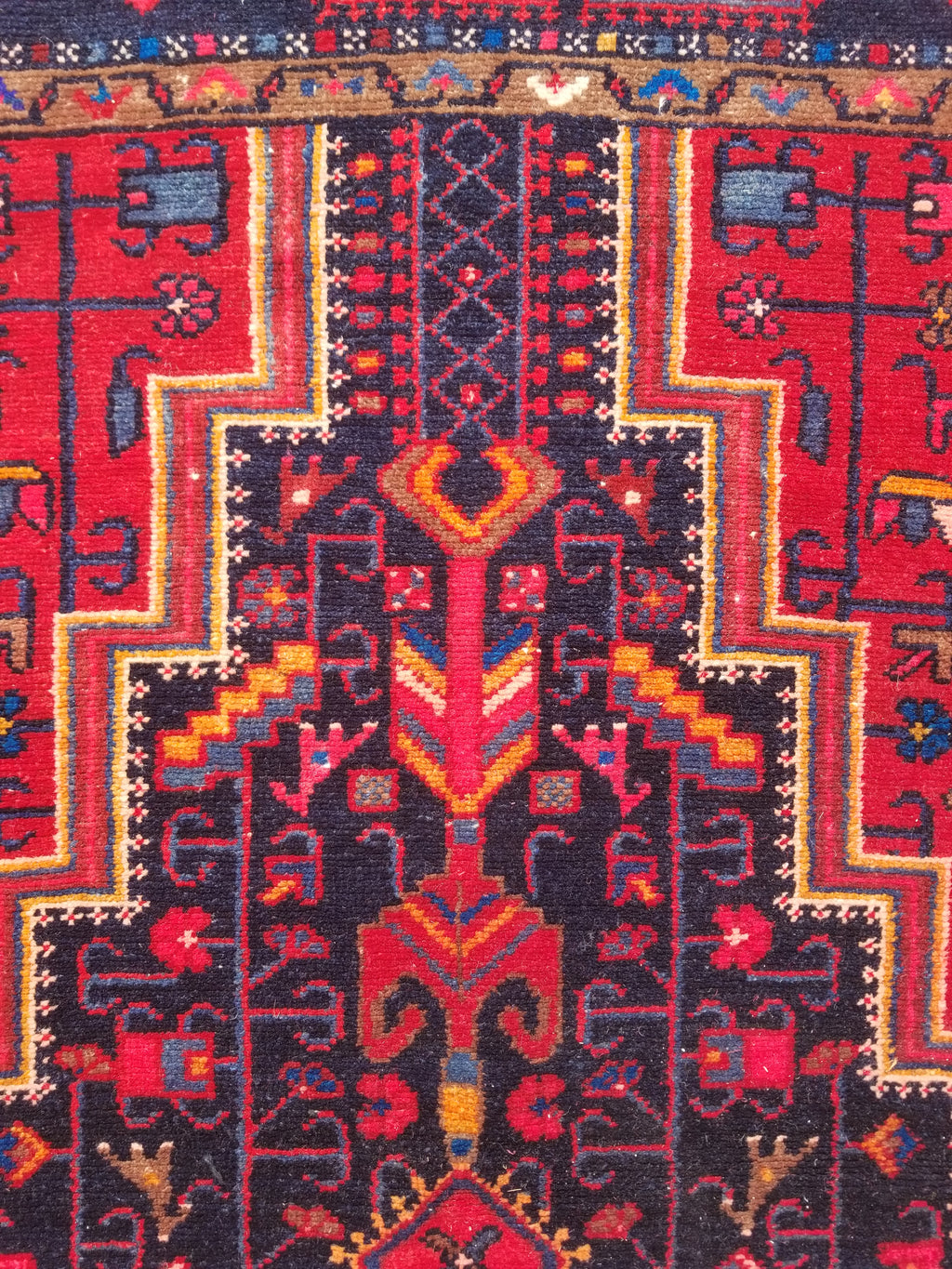 Antique Traditional Handmade Heriz Style Wool Multicolor Runner Rug 326x143cm