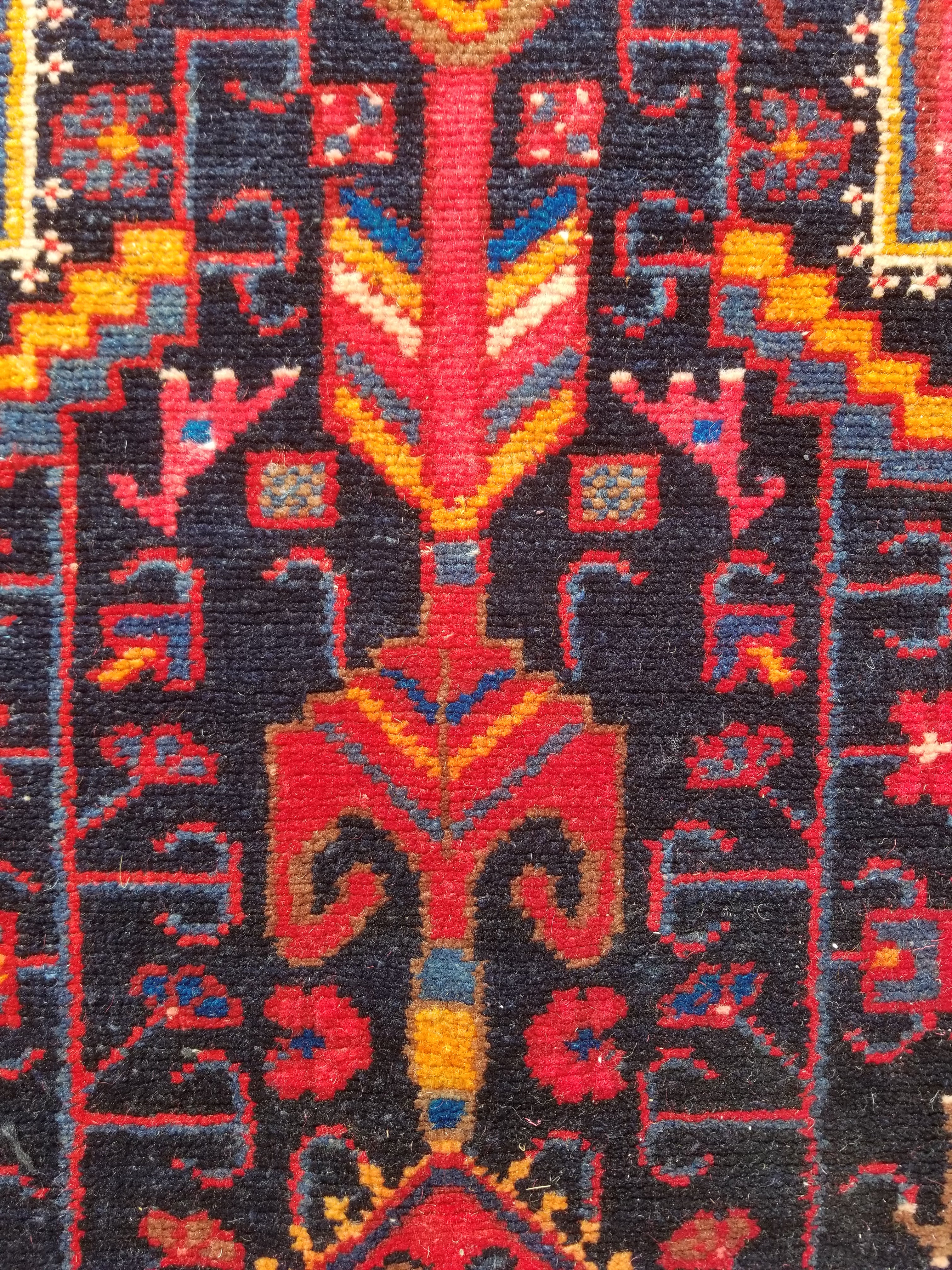 Antique Traditional Handmade Heriz Style Wool Multicolor Runner Rug 326x143cm