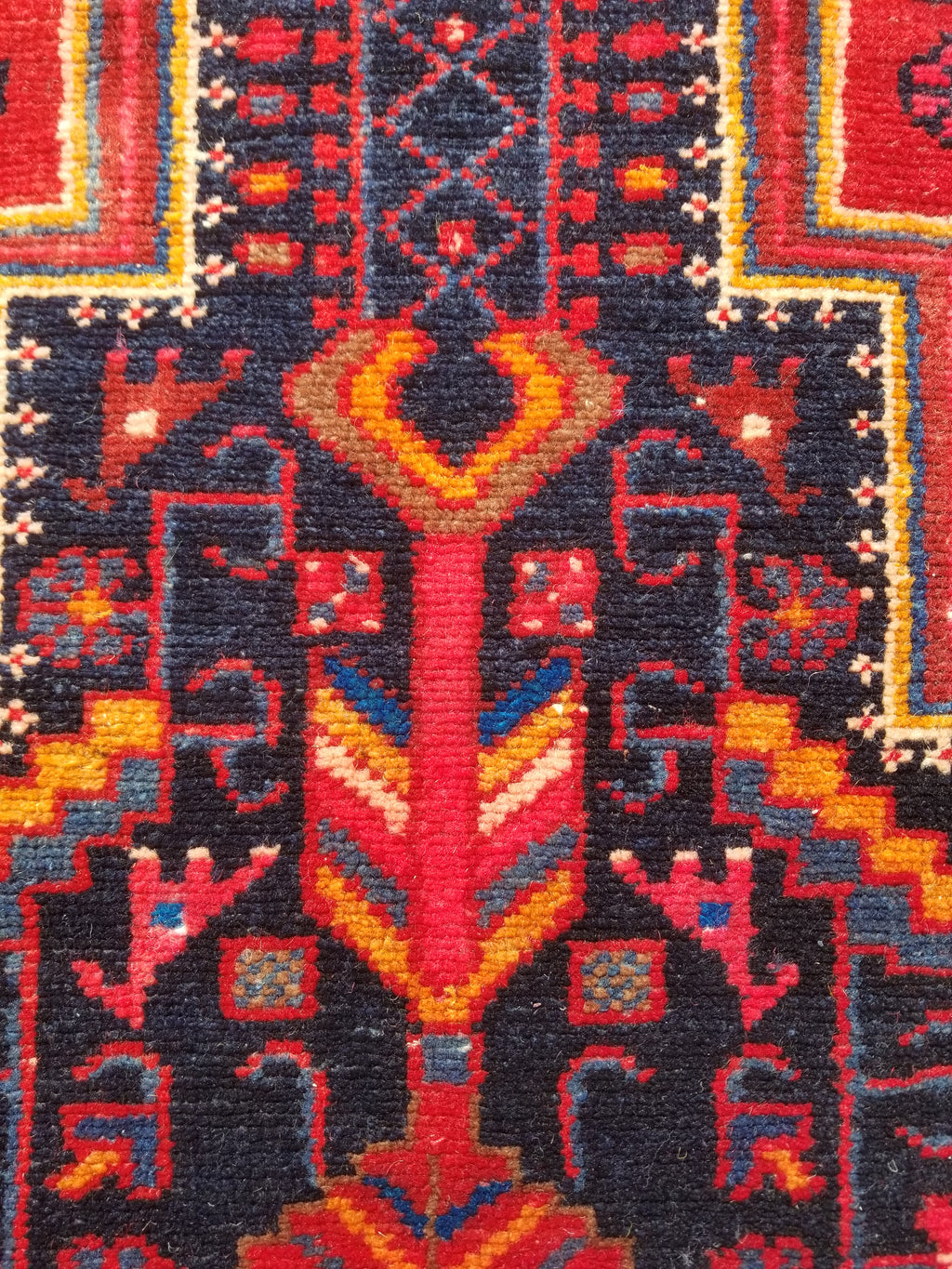 Antique Traditional Handmade Heriz Style Wool Multicolor Runner Rug 326x143cm
