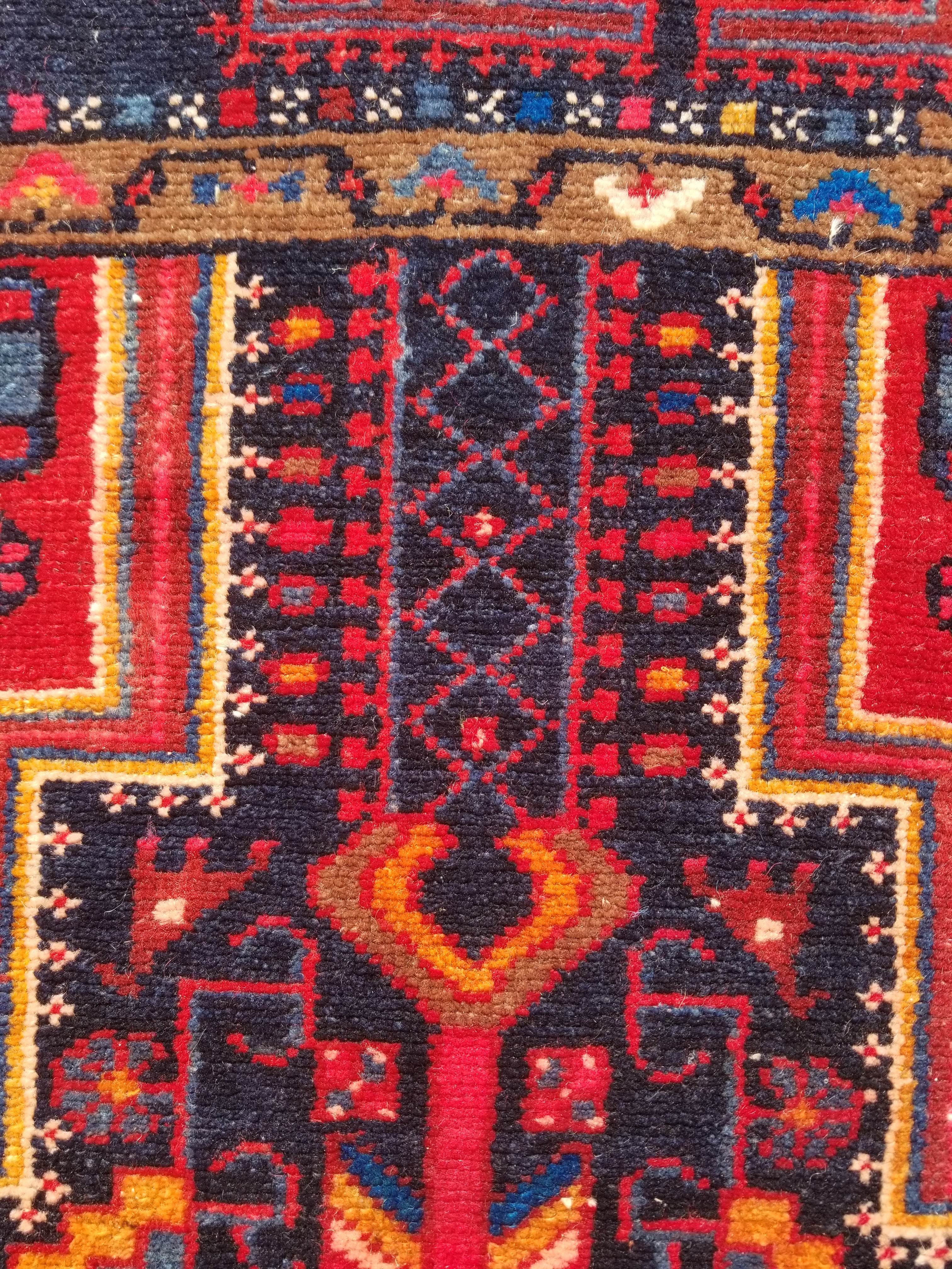 Antique Traditional Handmade Heriz Style Wool Multicolor Runner Rug 326x143cm