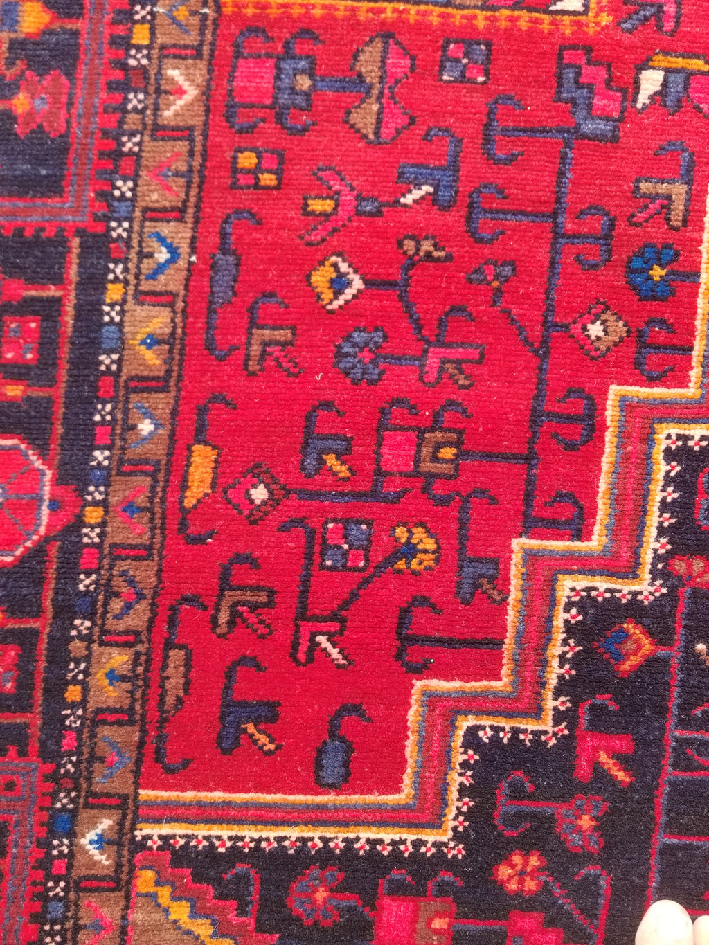 Antique Traditional Handmade Heriz Style Wool Multicolor Runner Rug 326x143cm