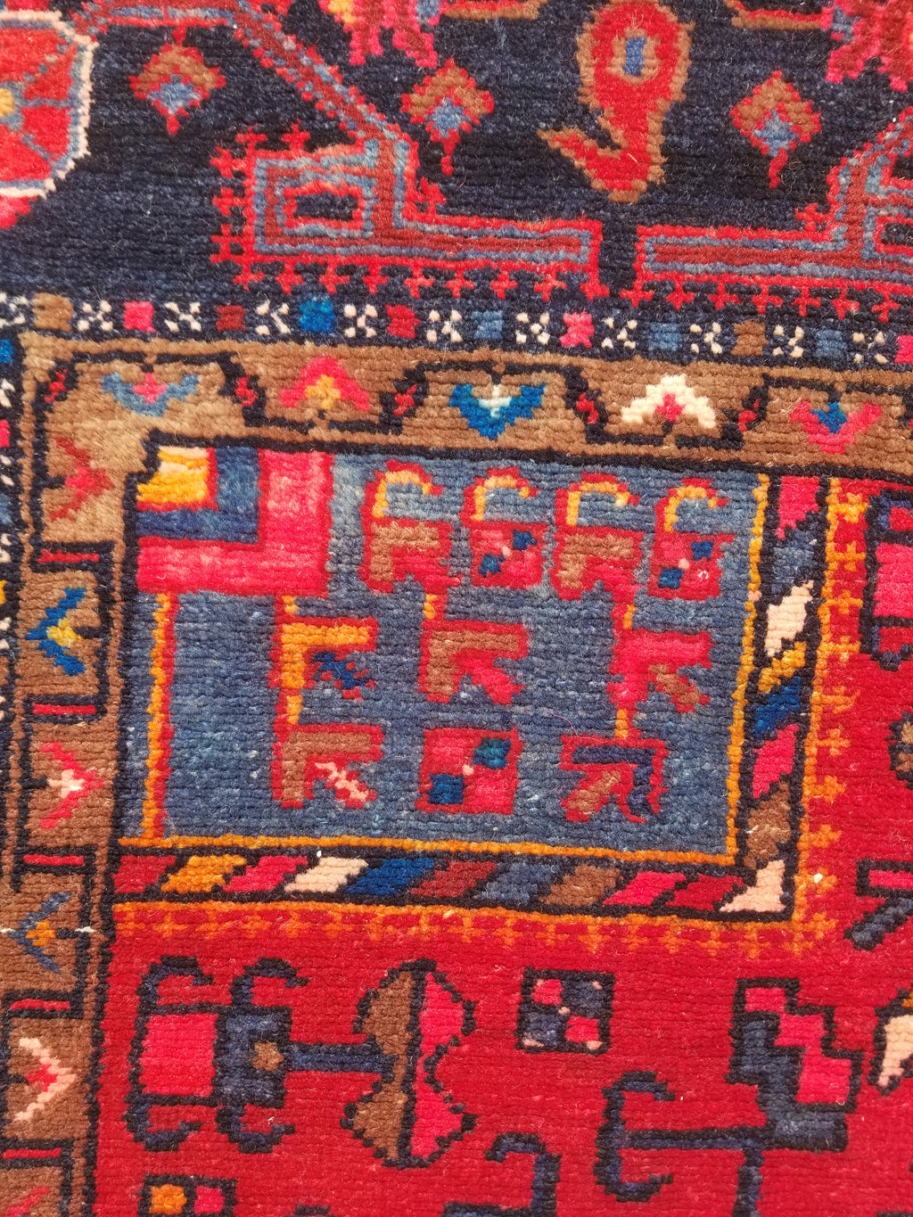 Antique Traditional Handmade Heriz Style Wool Multicolor Runner Rug 326x143cm