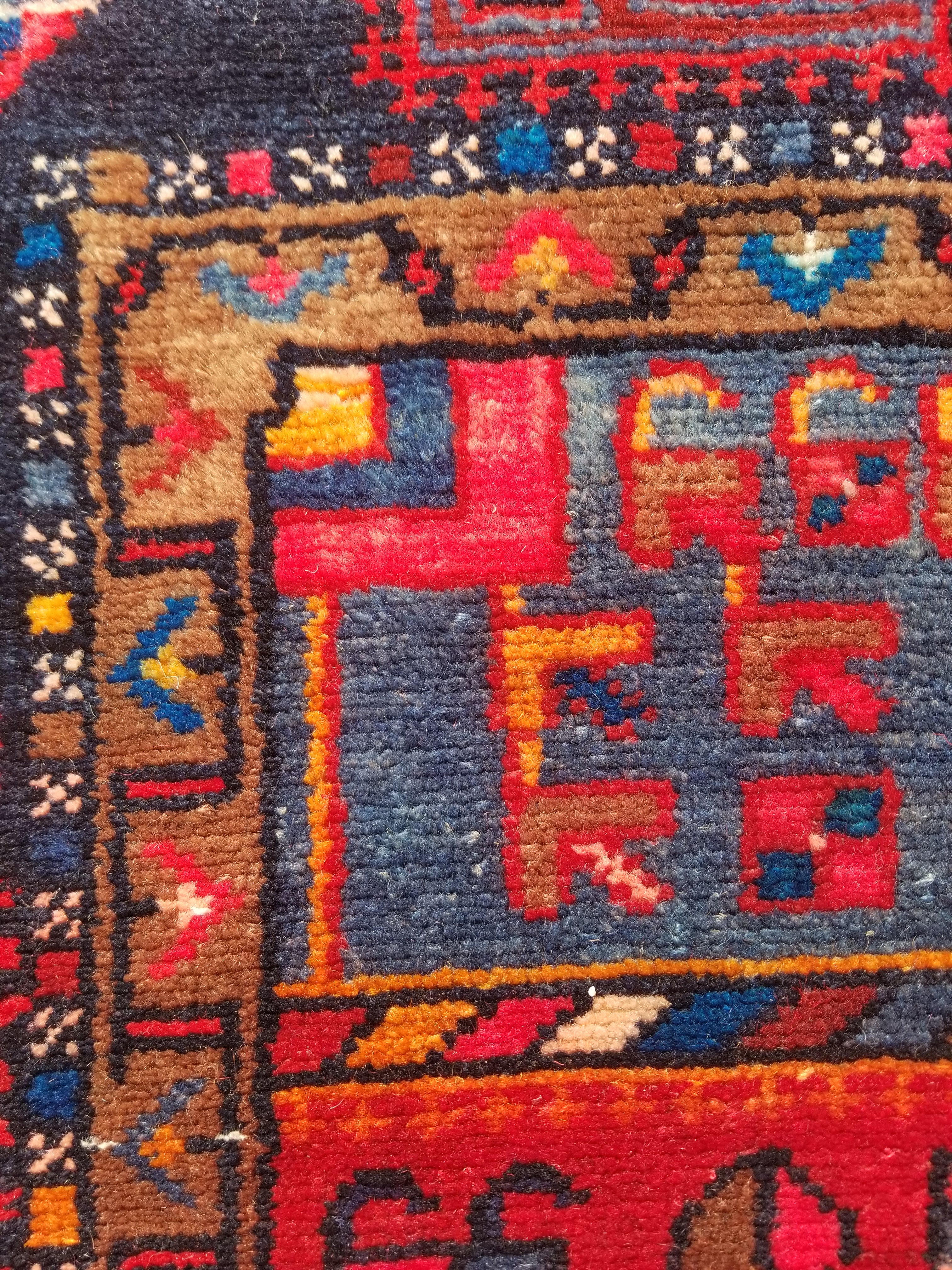Antique Traditional Handmade Heriz Style Wool Multicolor Runner Rug 326x143cm