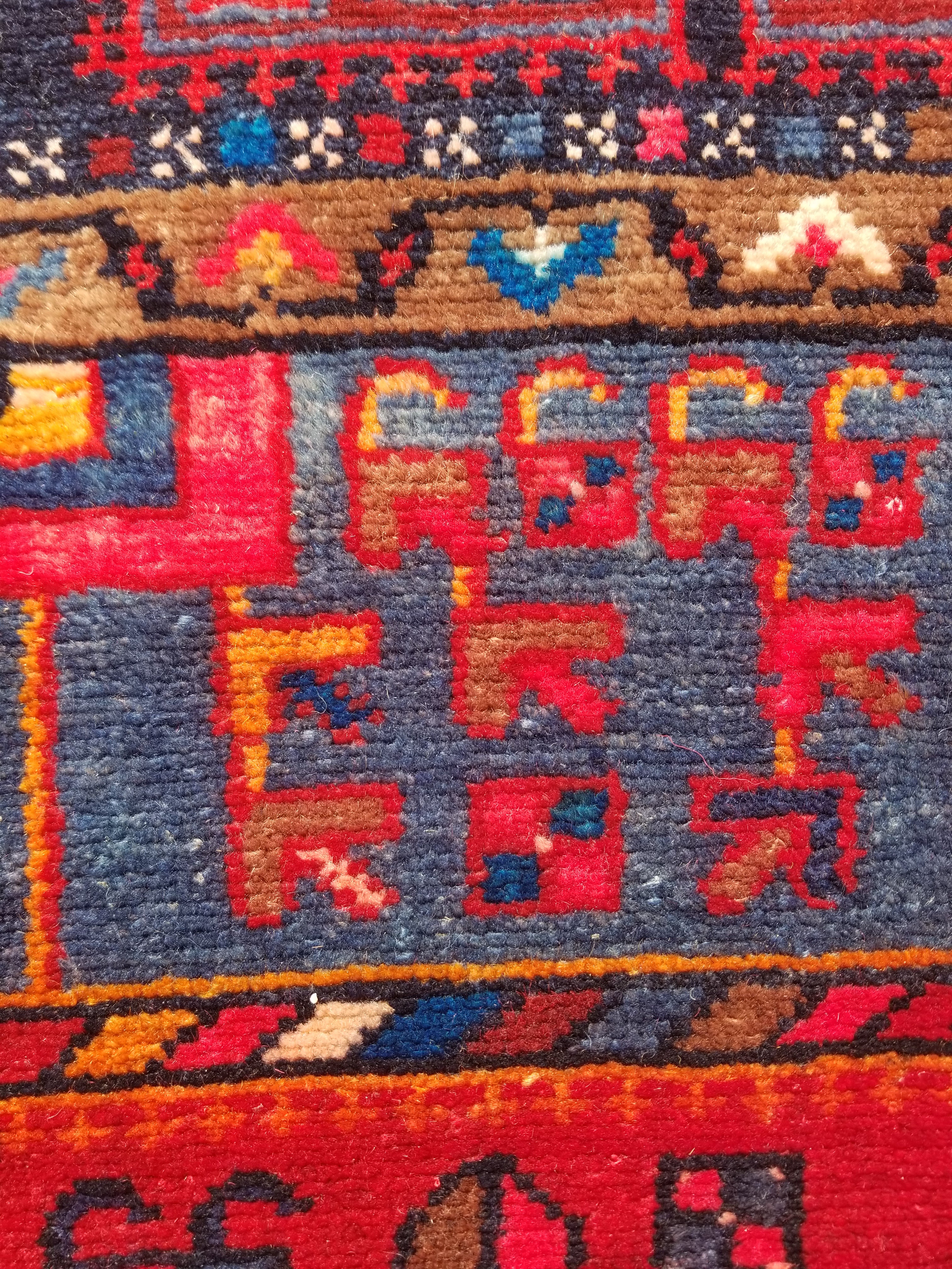 Antique Traditional Handmade Heriz Style Wool Multicolor Runner Rug 326x143cm