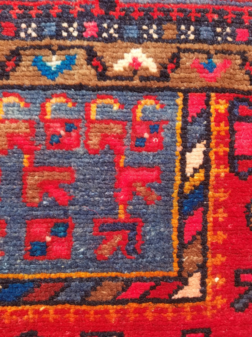 Antique Traditional Handmade Heriz Style Wool Multicolor Runner Rug 326x143cm