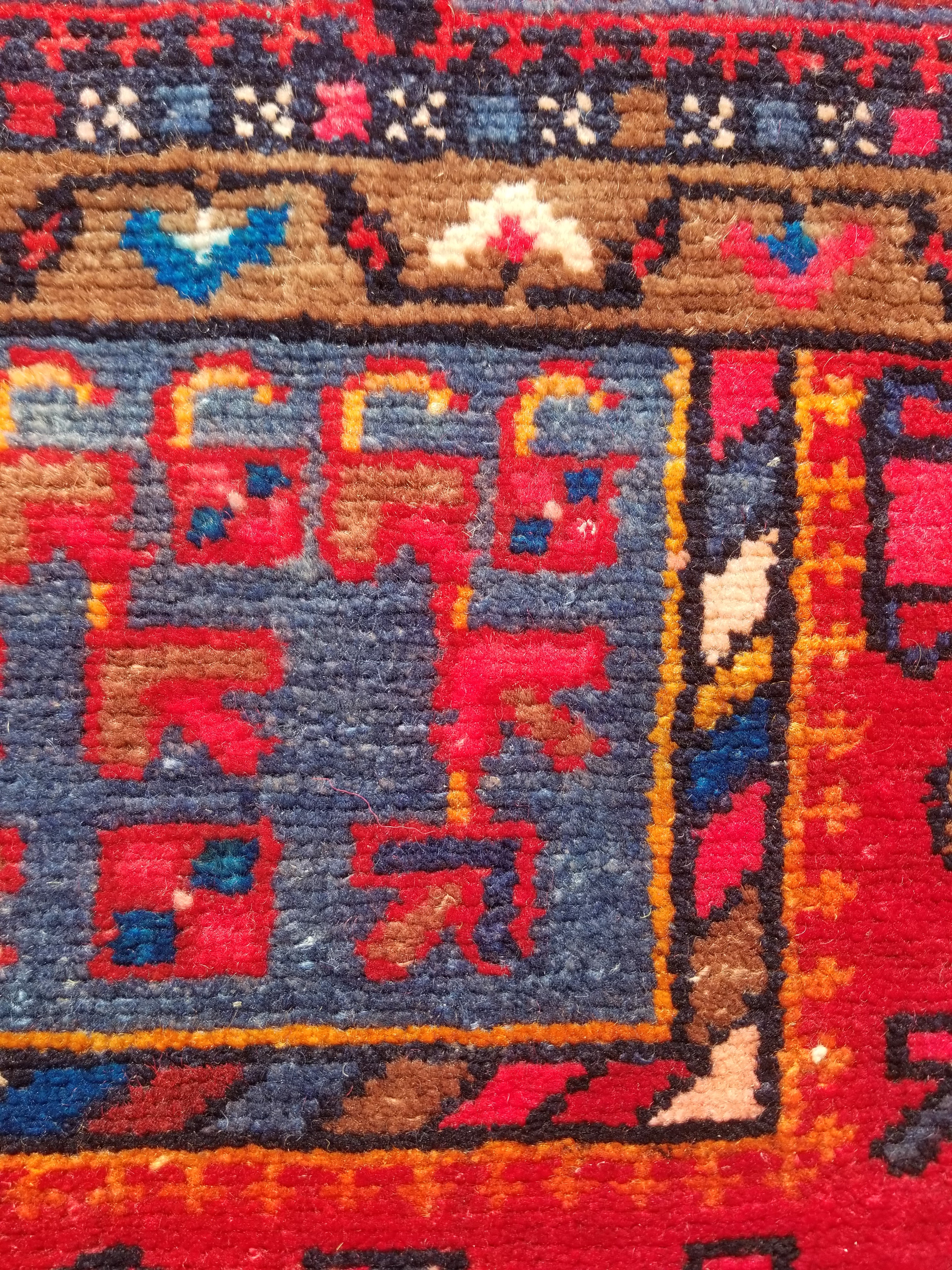 Antique Traditional Handmade Heriz Style Wool Multicolor Runner Rug 326x143cm