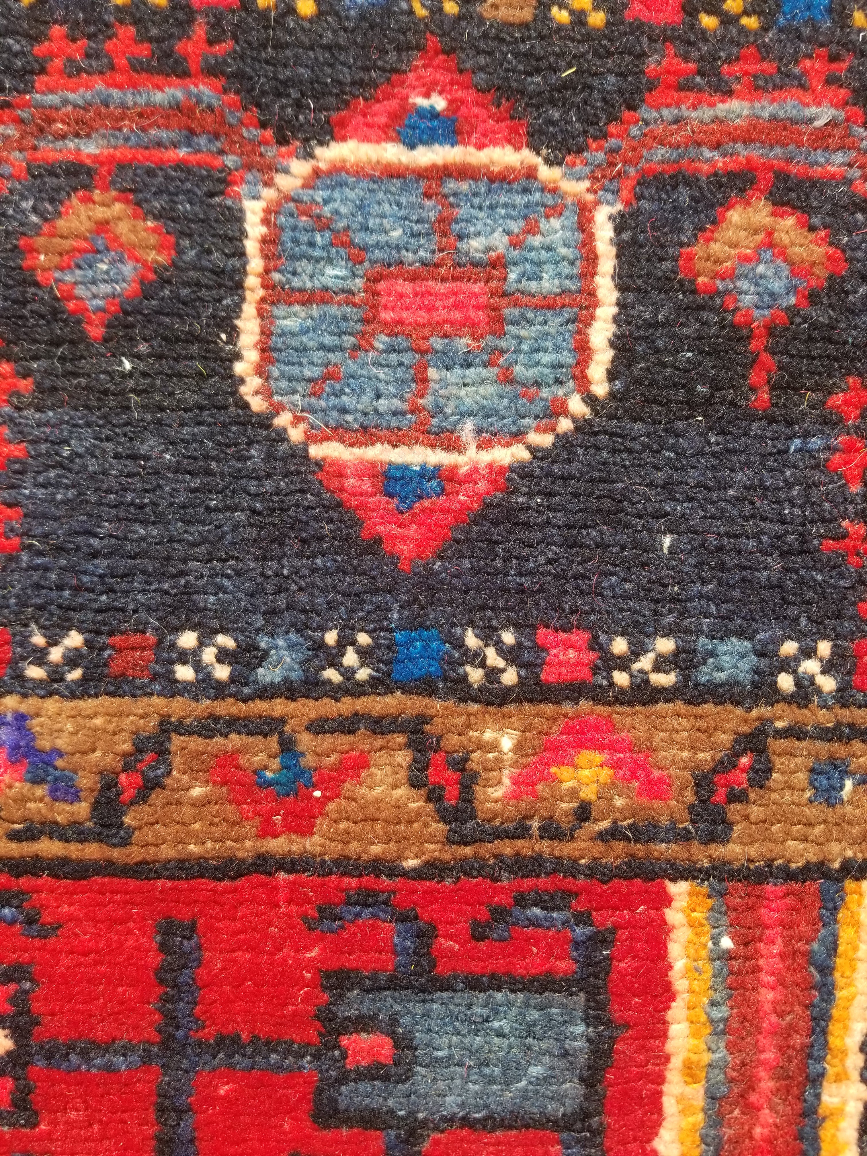 Antique Traditional Handmade Heriz Style Wool Multicolor Runner Rug 326x143cm