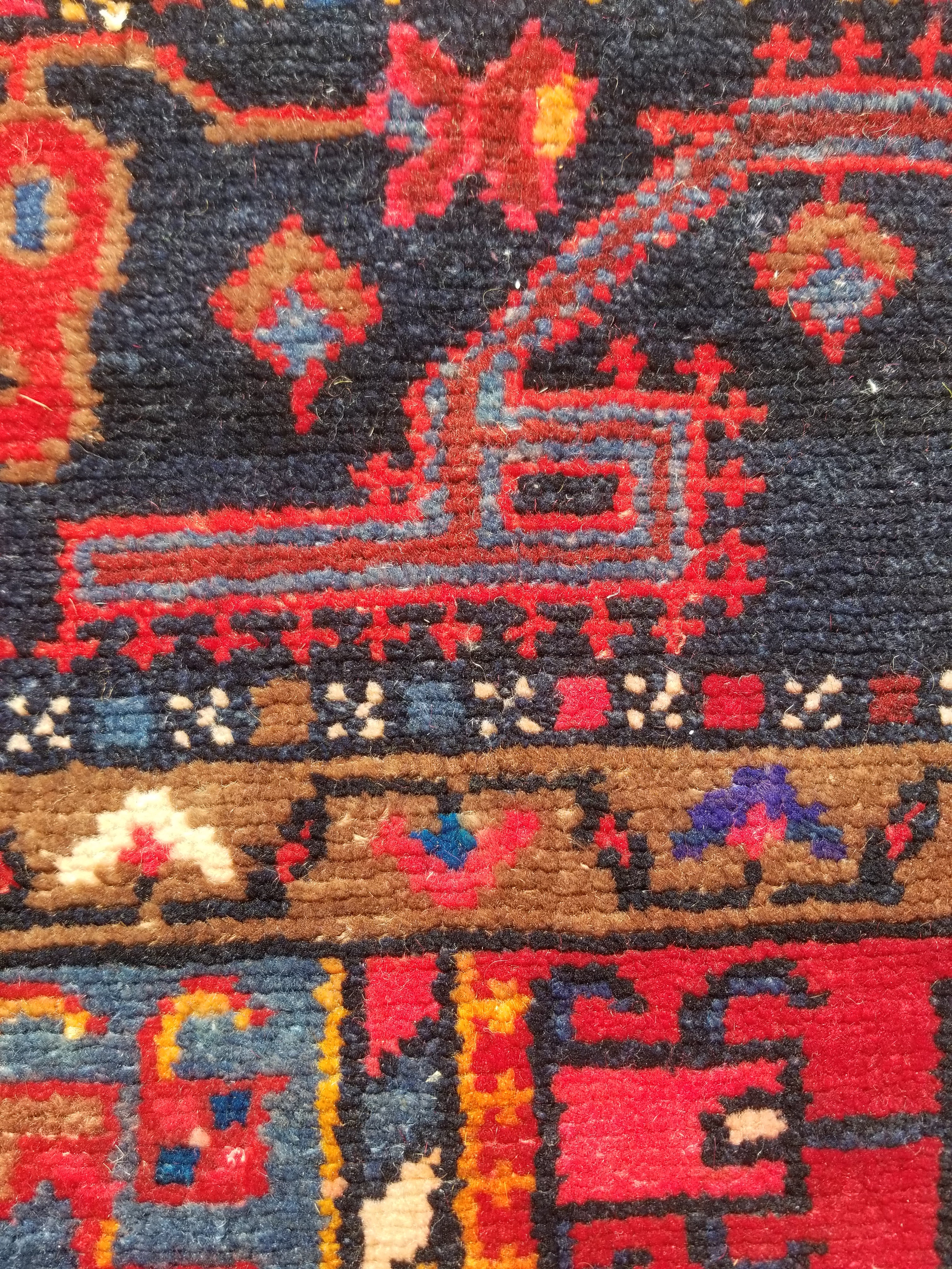 Antique Traditional Handmade Heriz Style Wool Multicolor Runner Rug 326x143cm