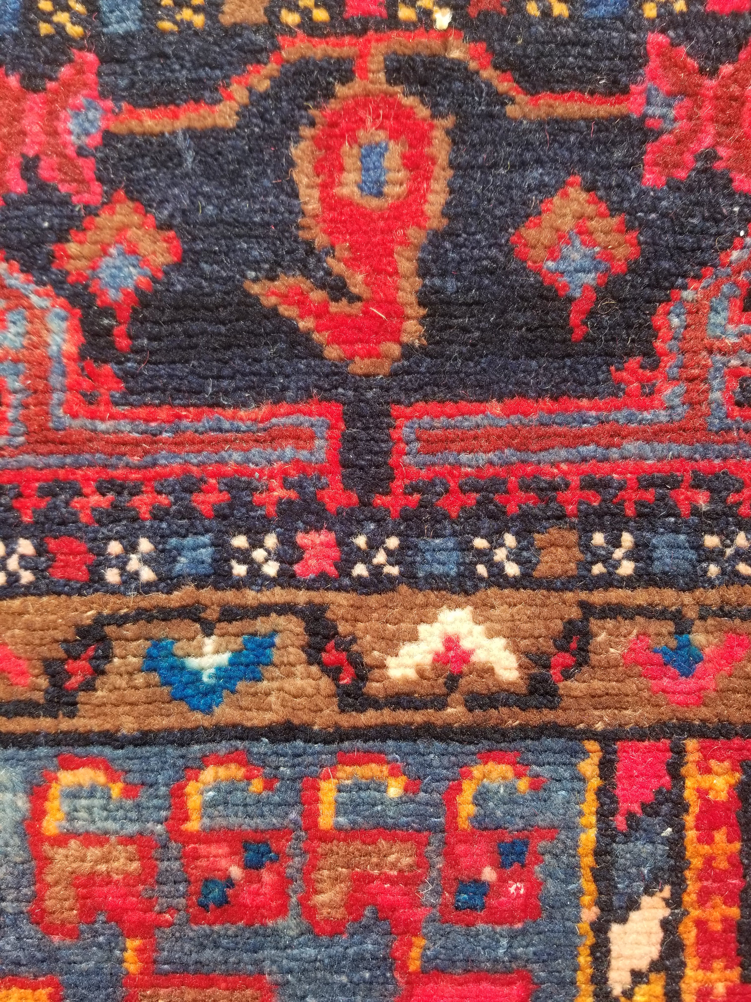 Antique Traditional Handmade Heriz Style Wool Multicolor Runner Rug 326x143cm