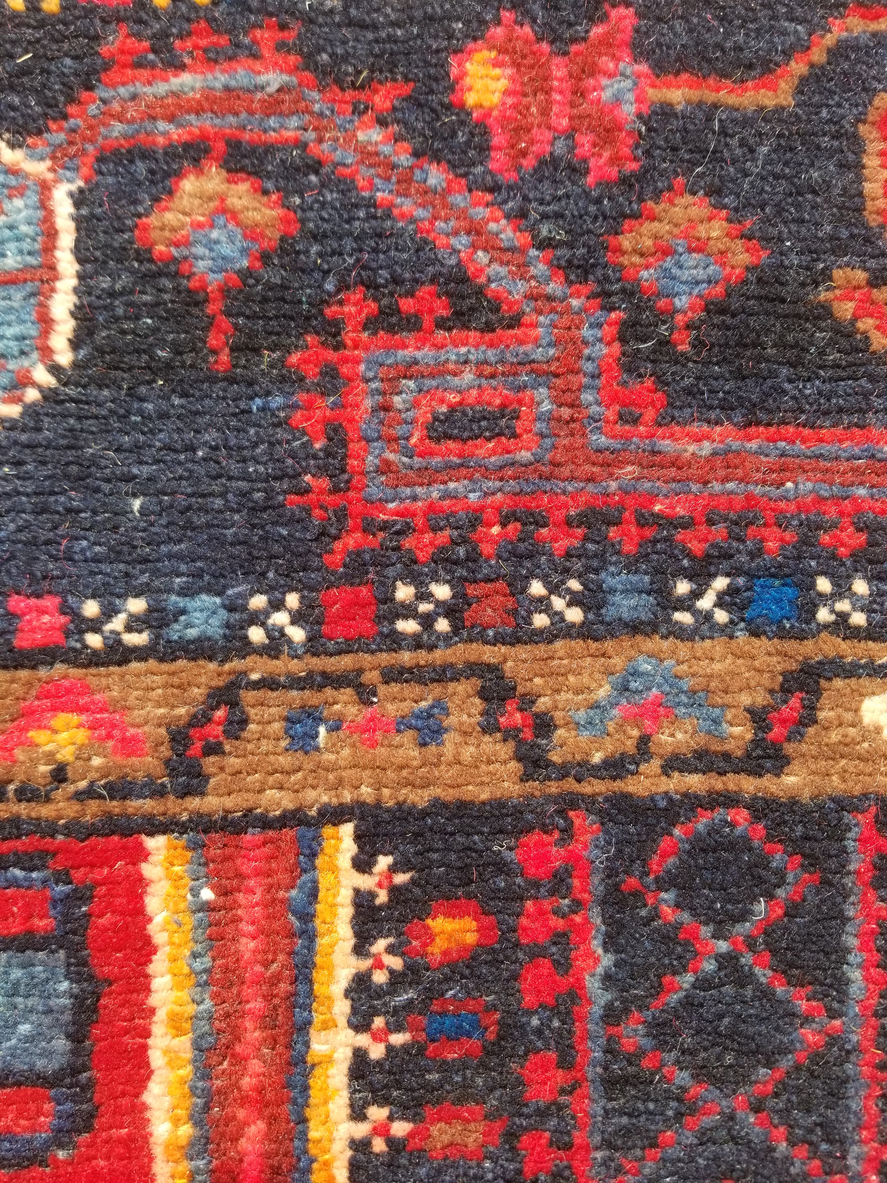 Antique Traditional Handmade Heriz Style Wool Multicolor Runner Rug 326x143cm