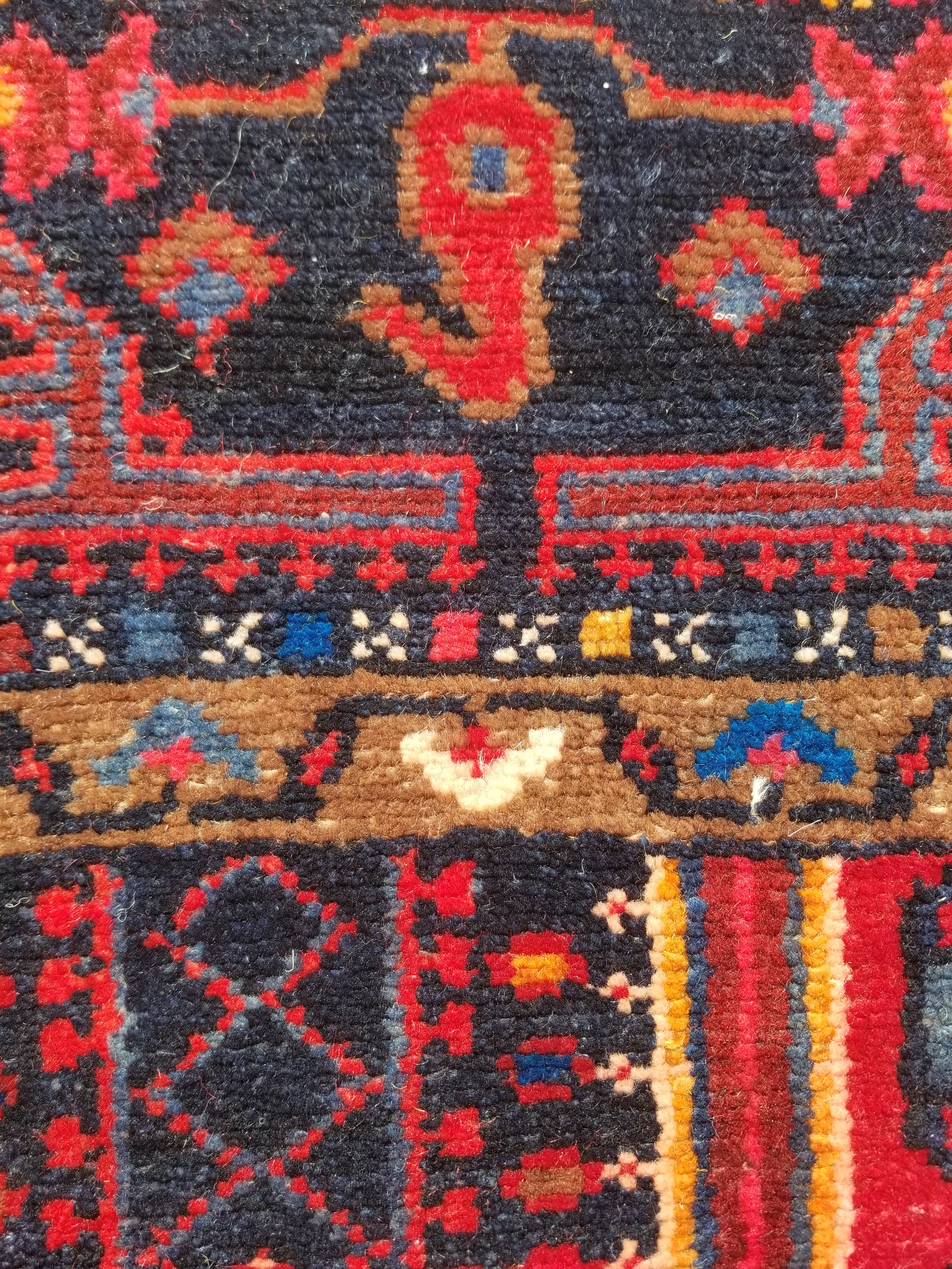 Antique Traditional Handmade Heriz Style Wool Multicolor Runner Rug 326x143cm