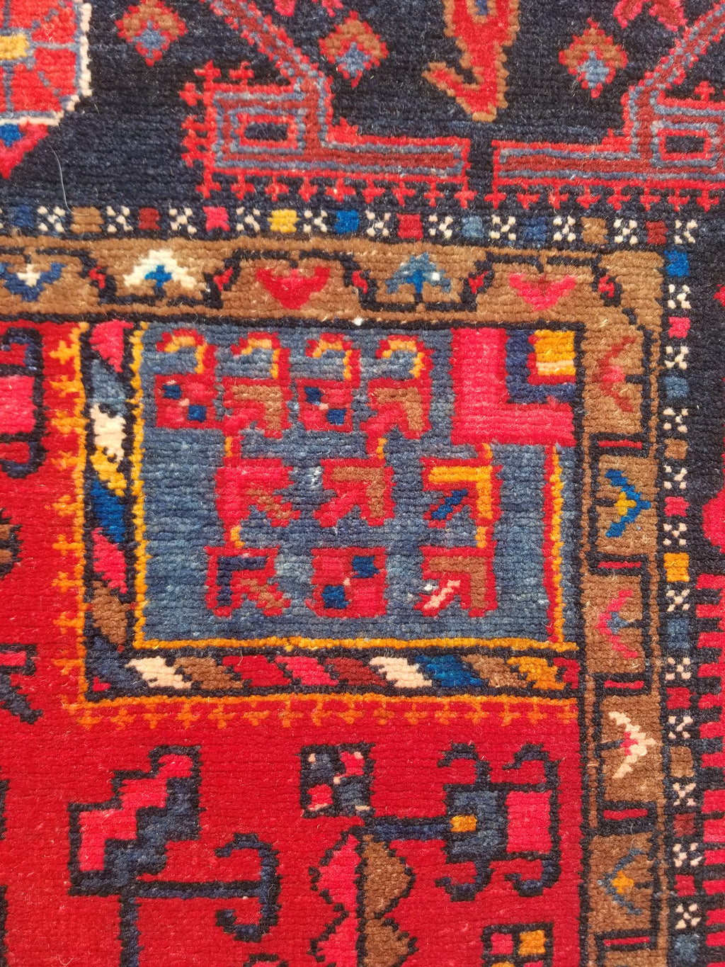 Antique Traditional Handmade Heriz Style Wool Multicolor Runner Rug 326x143cm