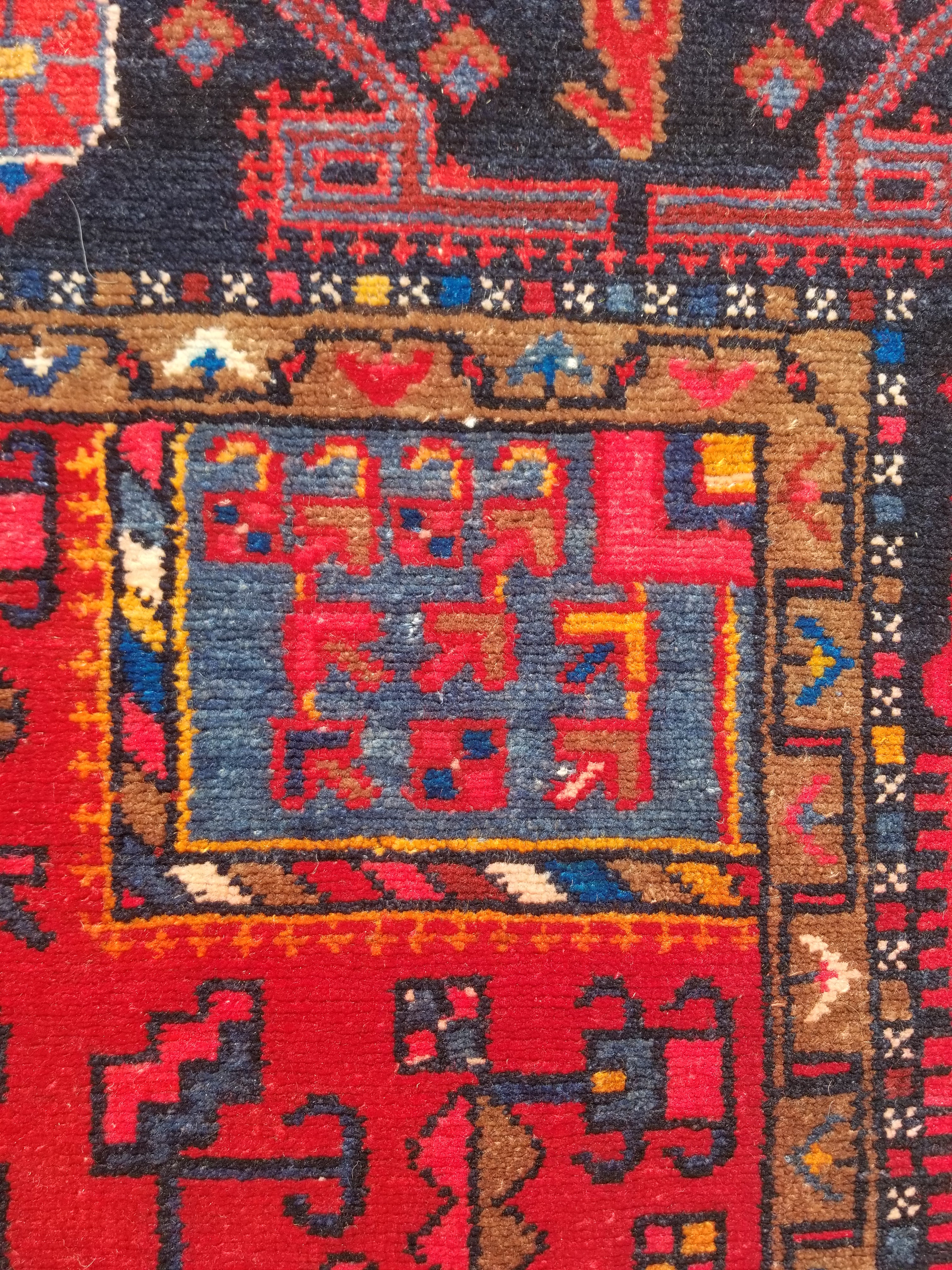 Antique Traditional Handmade Heriz Style Wool Multicolor Runner Rug 326x143cm
