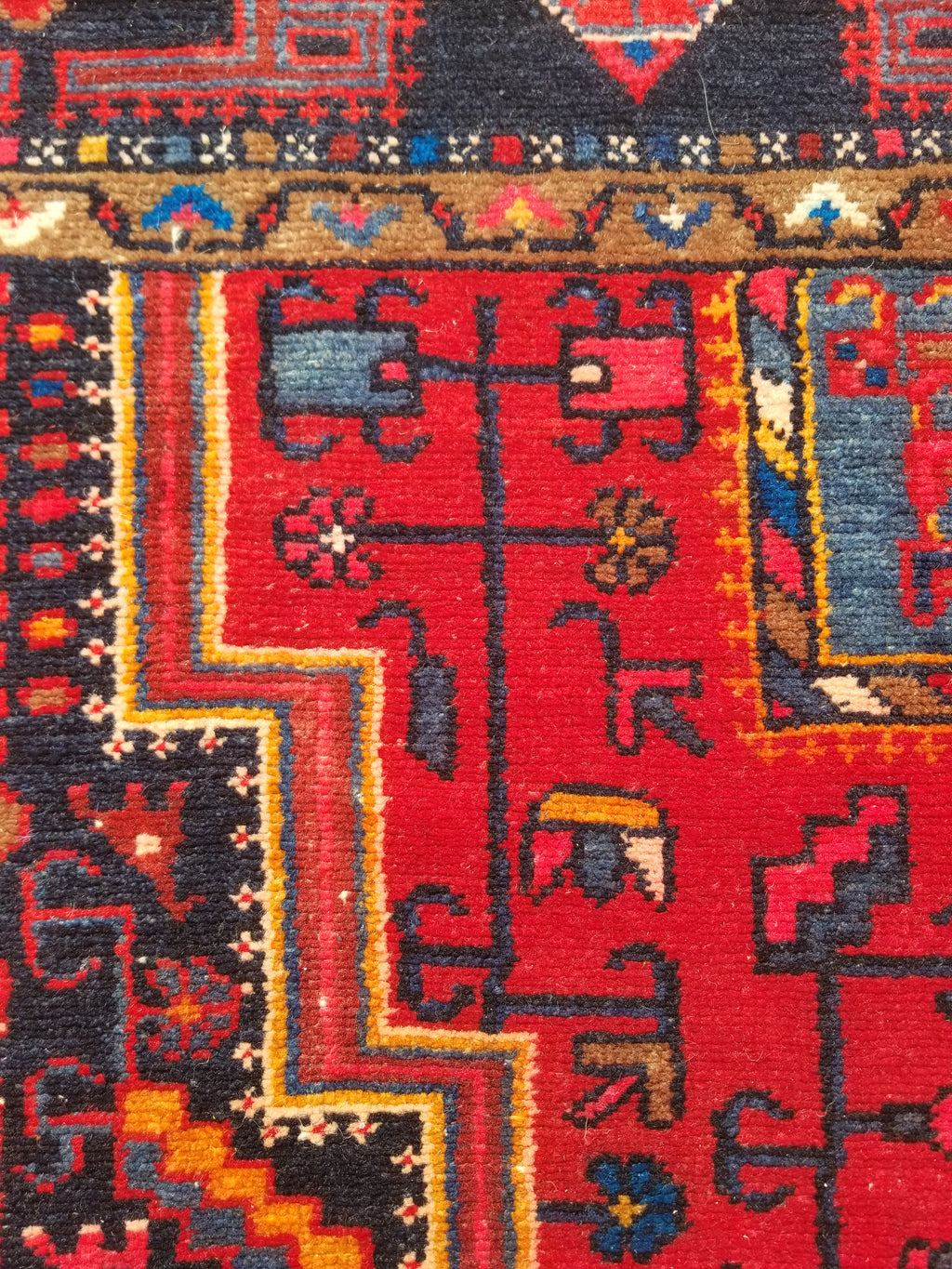 Antique Traditional Handmade Heriz Style Wool Multicolor Runner Rug 326x143cm