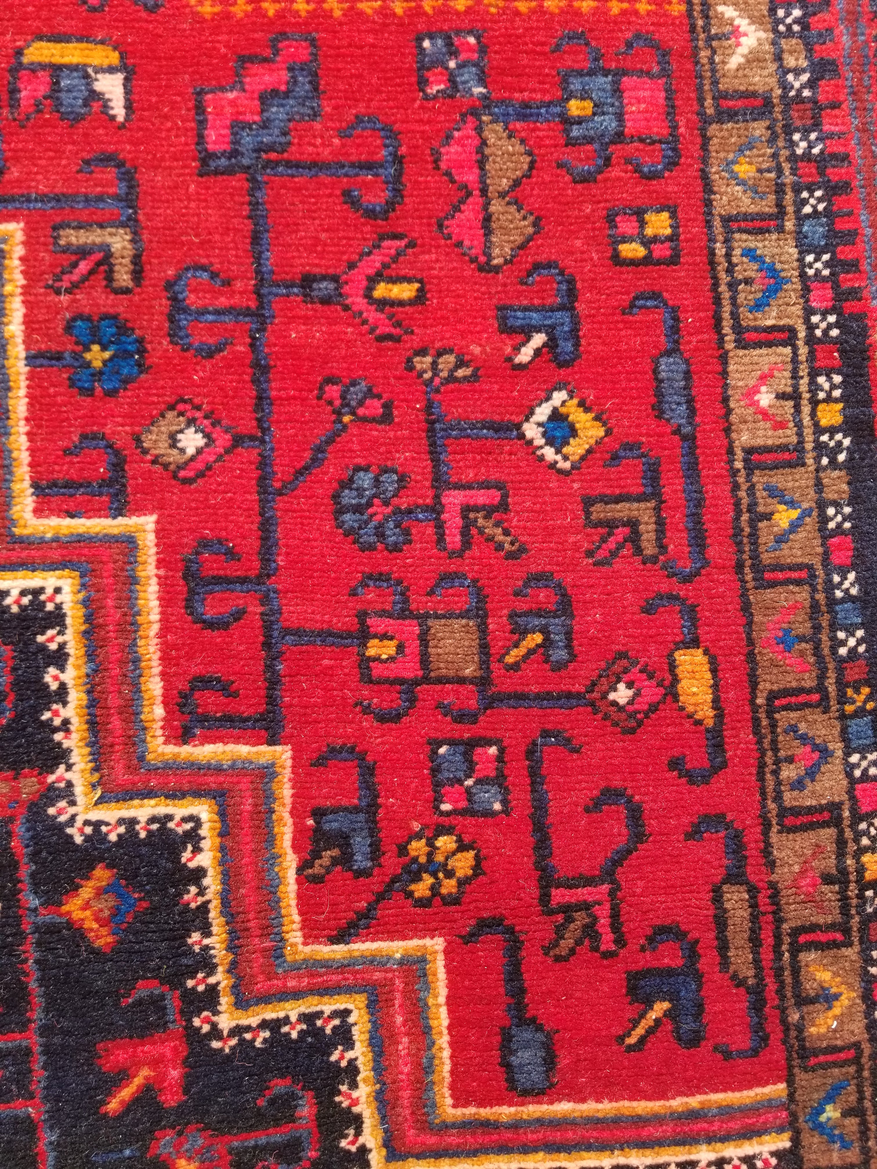 Antique Traditional Handmade Heriz Style Wool Multicolor Runner Rug 326x143cm