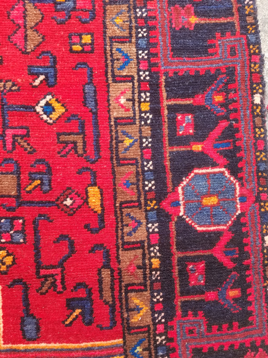 Antique Traditional Handmade Heriz Style Wool Multicolor Runner Rug 326x143cm