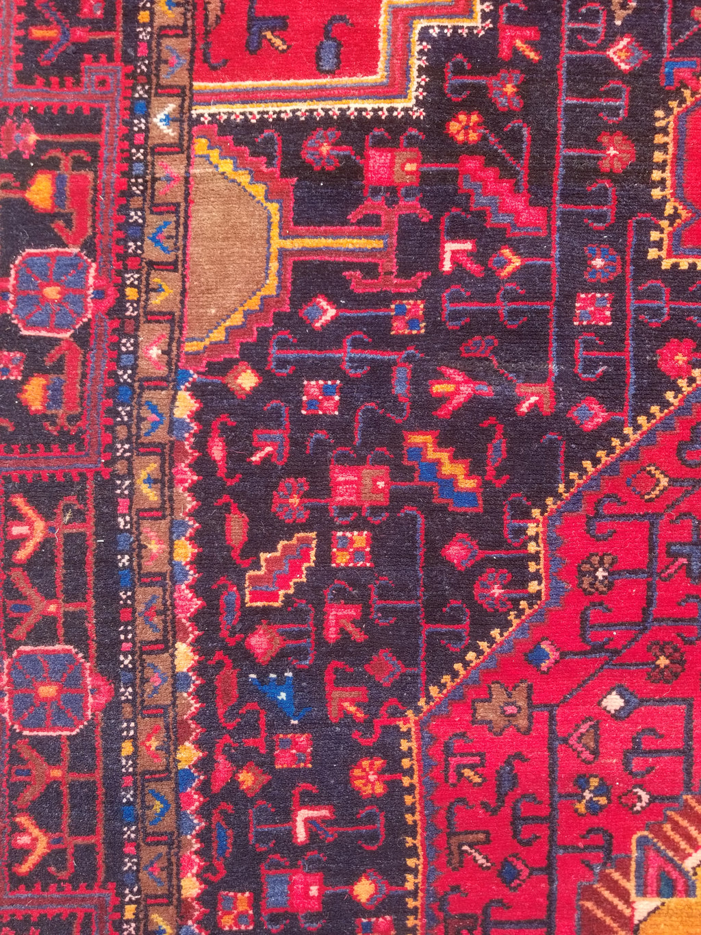 Antique Traditional Handmade Heriz Style Wool Multicolor Runner Rug 326x143cm