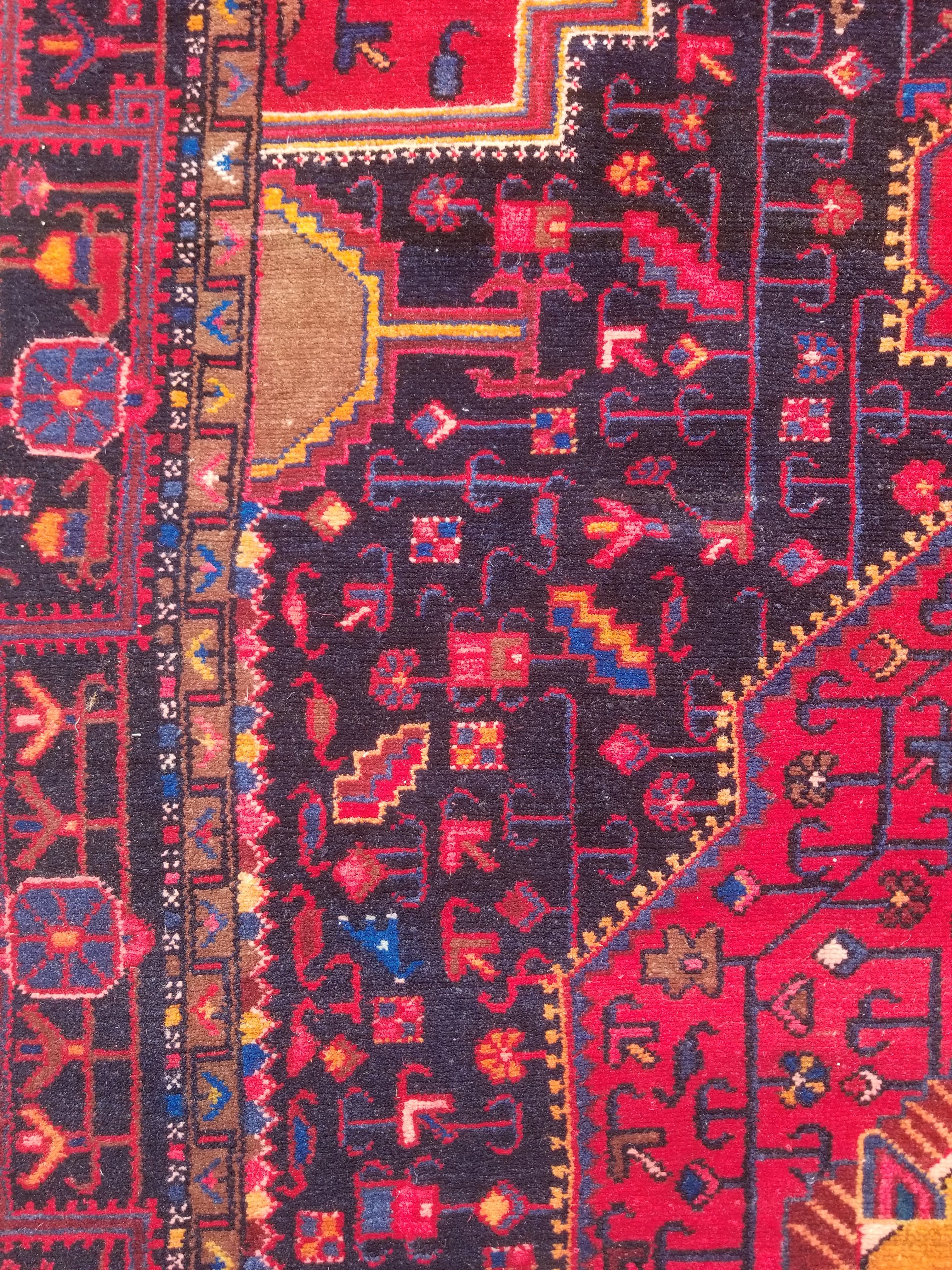 Antique Traditional Handmade Heriz Style Wool Multicolor Runner Rug 326x143cm