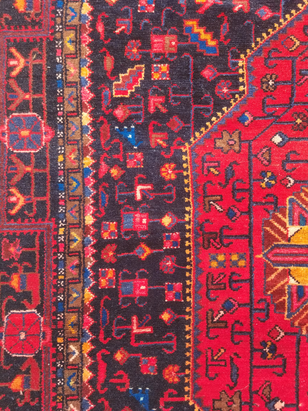Antique Traditional Handmade Heriz Style Wool Multicolor Runner Rug 326x143cm