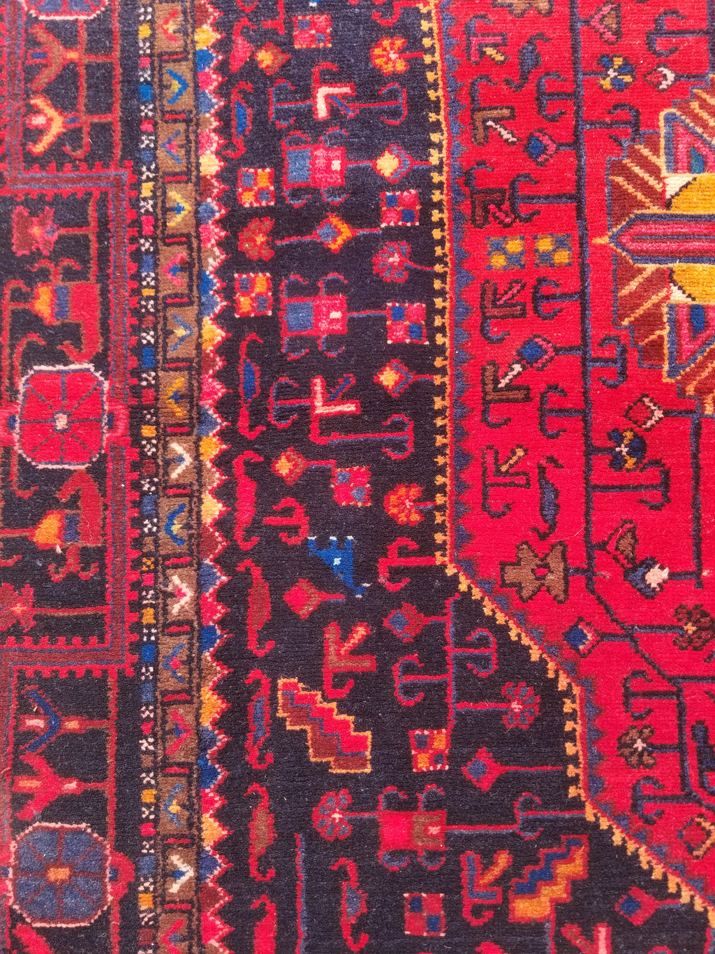 Antique Traditional Handmade Heriz Style Wool Multicolor Runner Rug 326x143cm