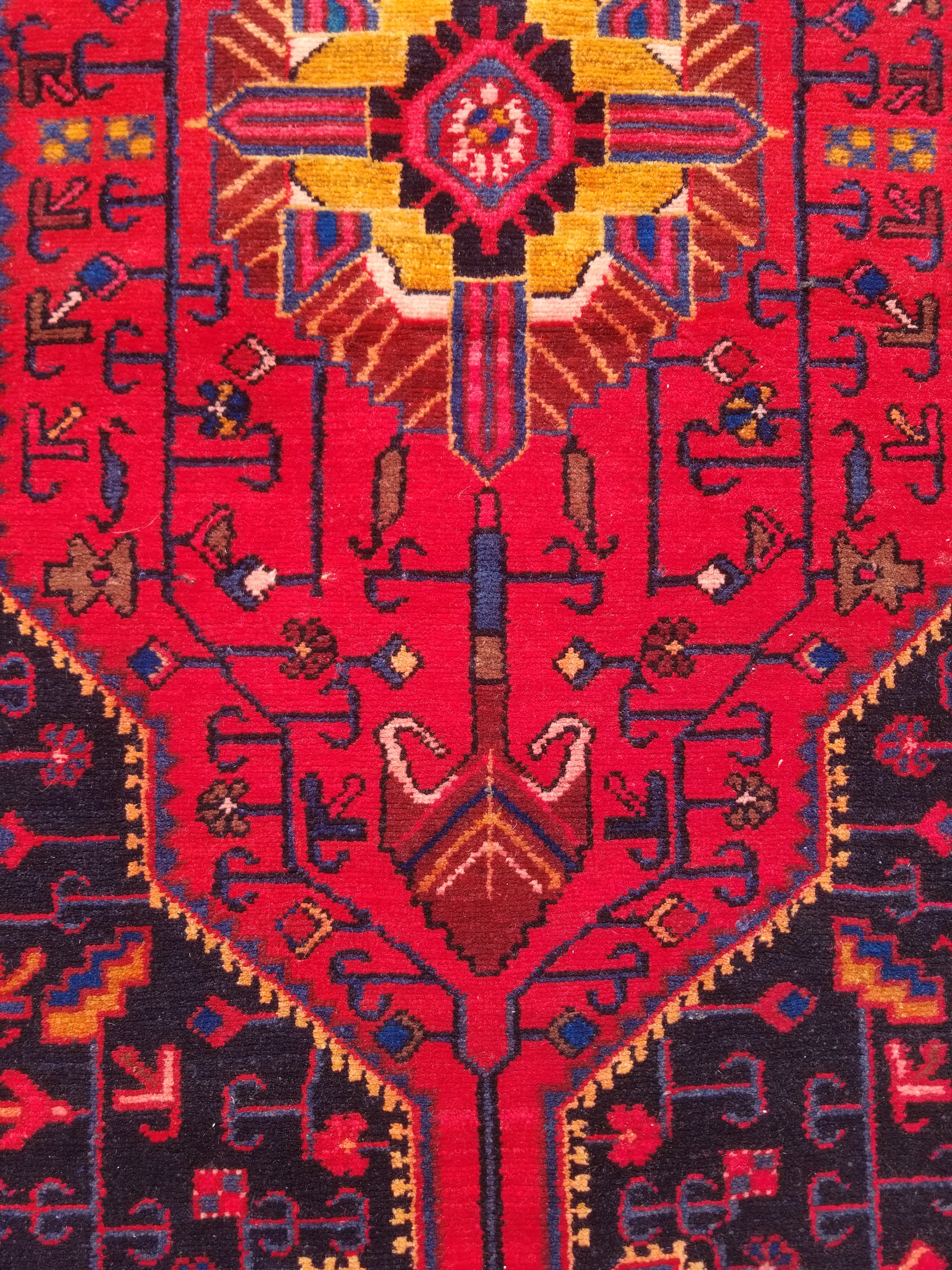 Antique Traditional Handmade Heriz Style Wool Multicolor Runner Rug 326x143cm
