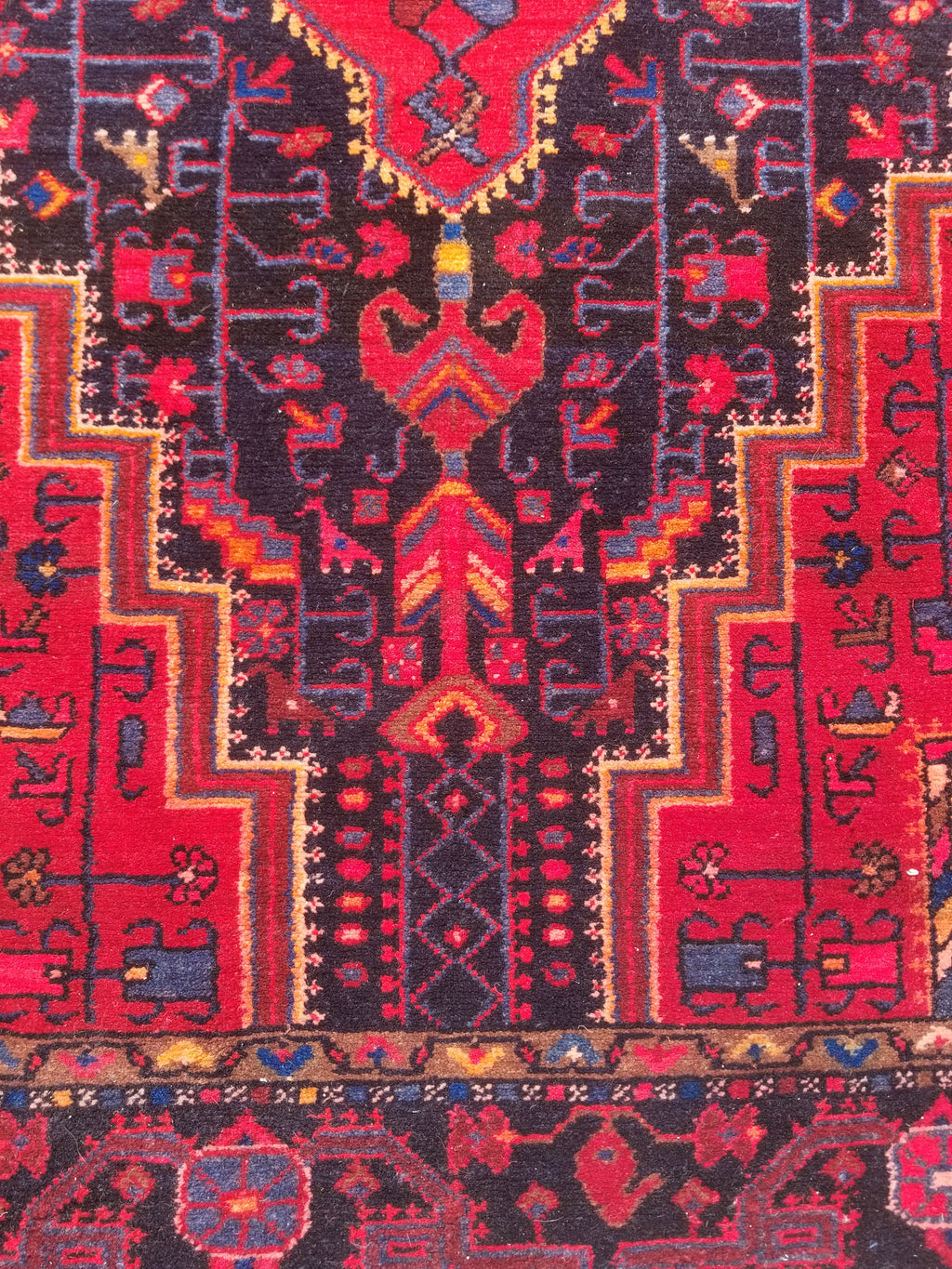 Antique Traditional Handmade Heriz Style Wool Multicolor Runner Rug 326x143cm