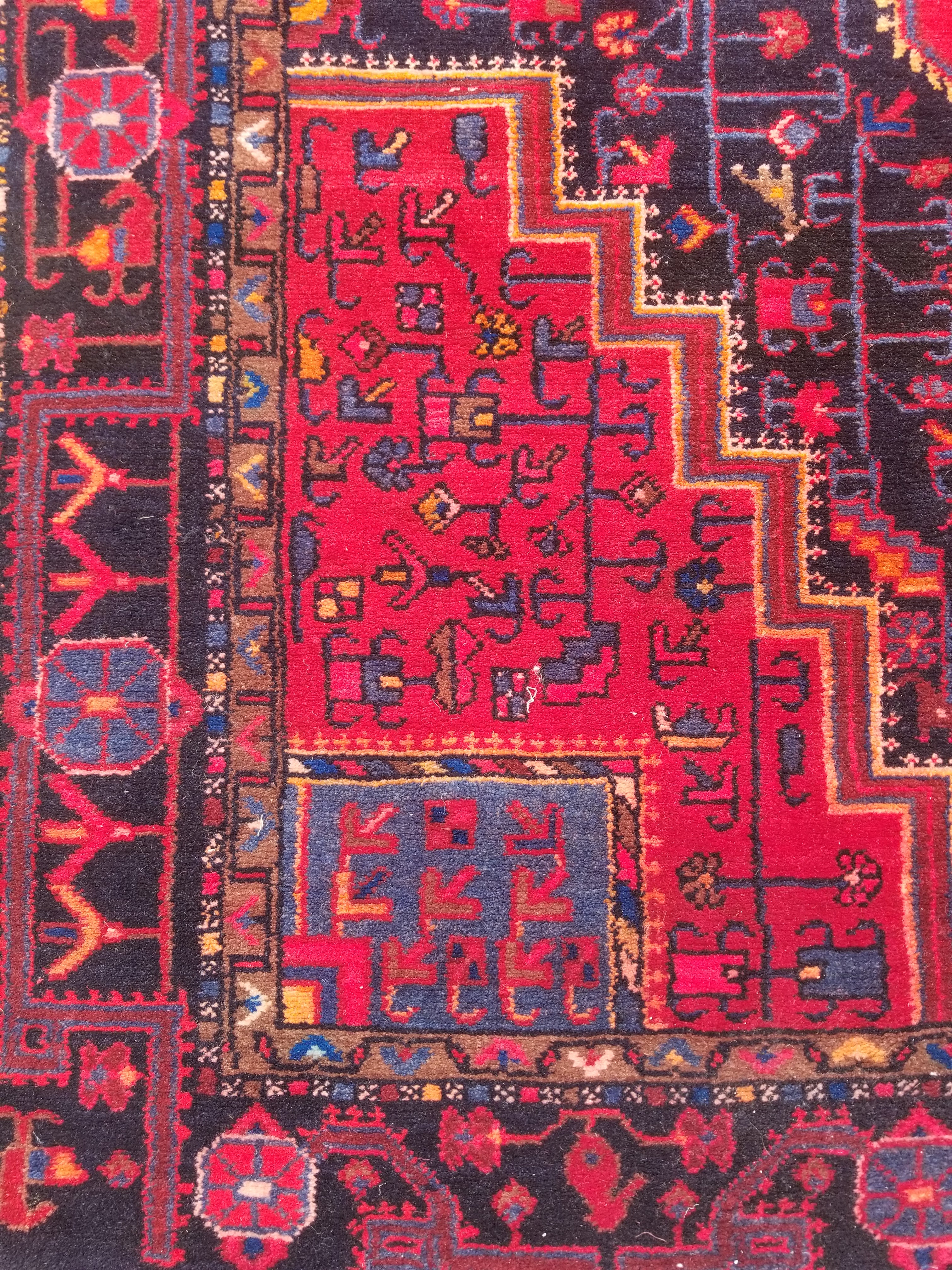 Antique Traditional Handmade Heriz Style Wool Multicolor Runner Rug 326x143cm
